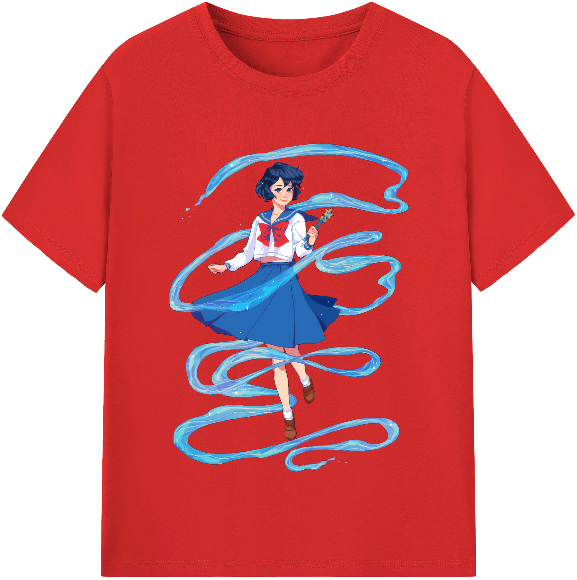 （画像用） 美少女戦士セーラームーン 水野 亜美 みずの あみ Sailor Moon Mizuno Ami レディースカジュアルプリントTシャツ（綿100％）