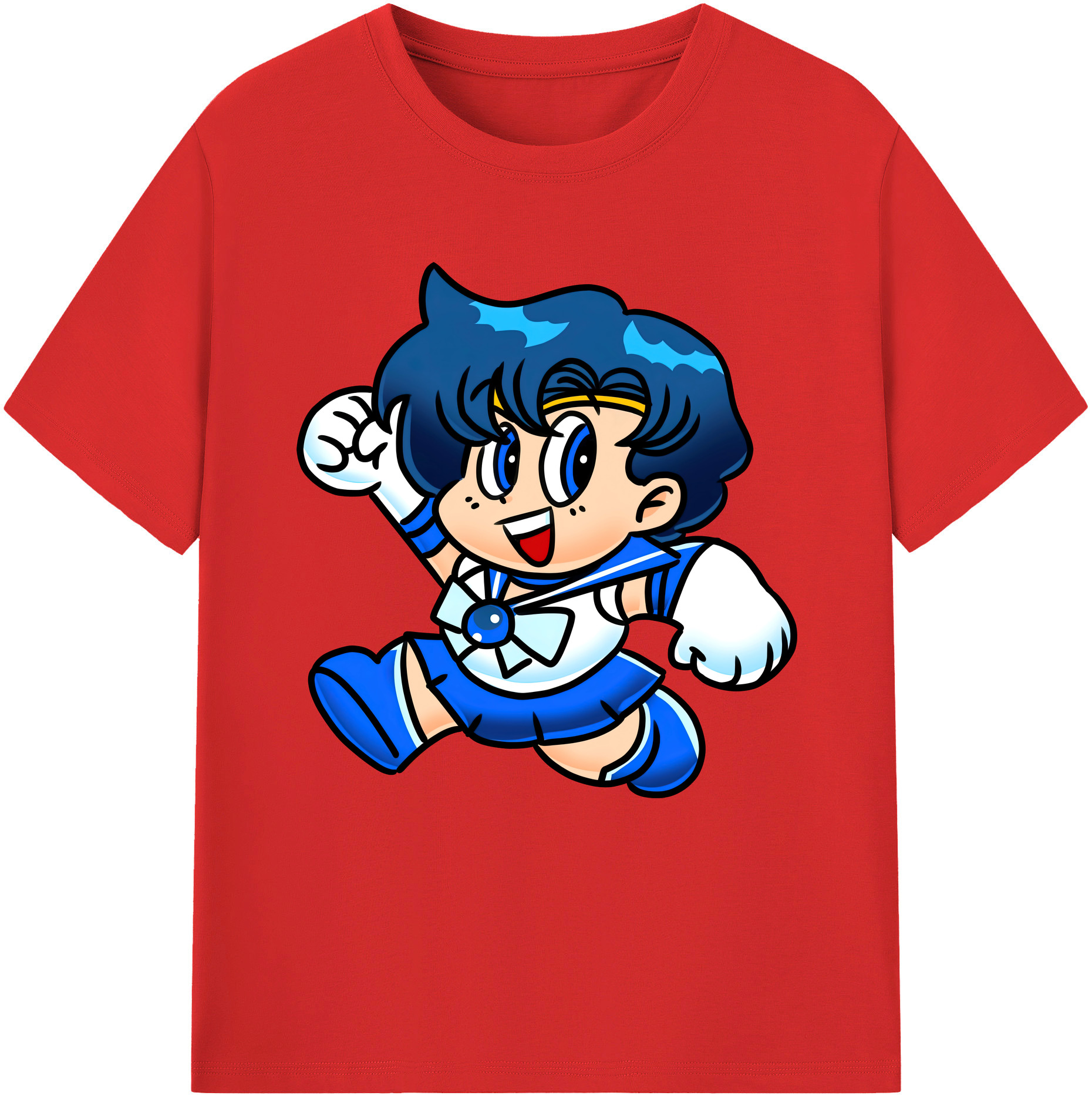 （画像用） 美少女戦士セーラームーン 水野 亜美 みずの あみ Sailor Moon Mizuno Ami レディースカジュアルプリントTシャツ（綿100％）