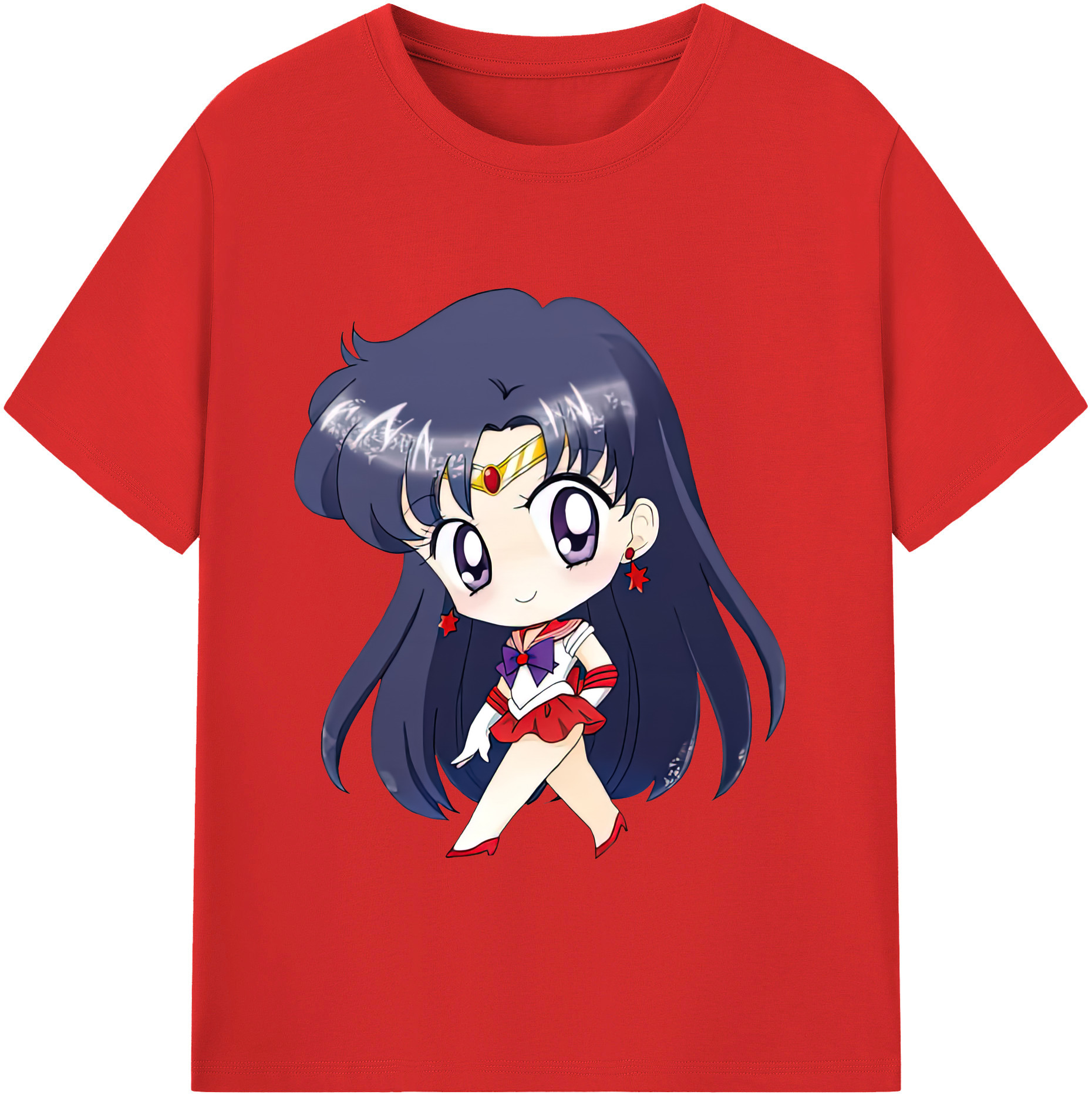 （画像用） 美少女戦士セーラームーン 火野レイ ひの レイ Sailor Moon Hino Rei （セーラーマーズ,Sailor Mars） レディースカジュアルプリントTシャツ（綿100％）