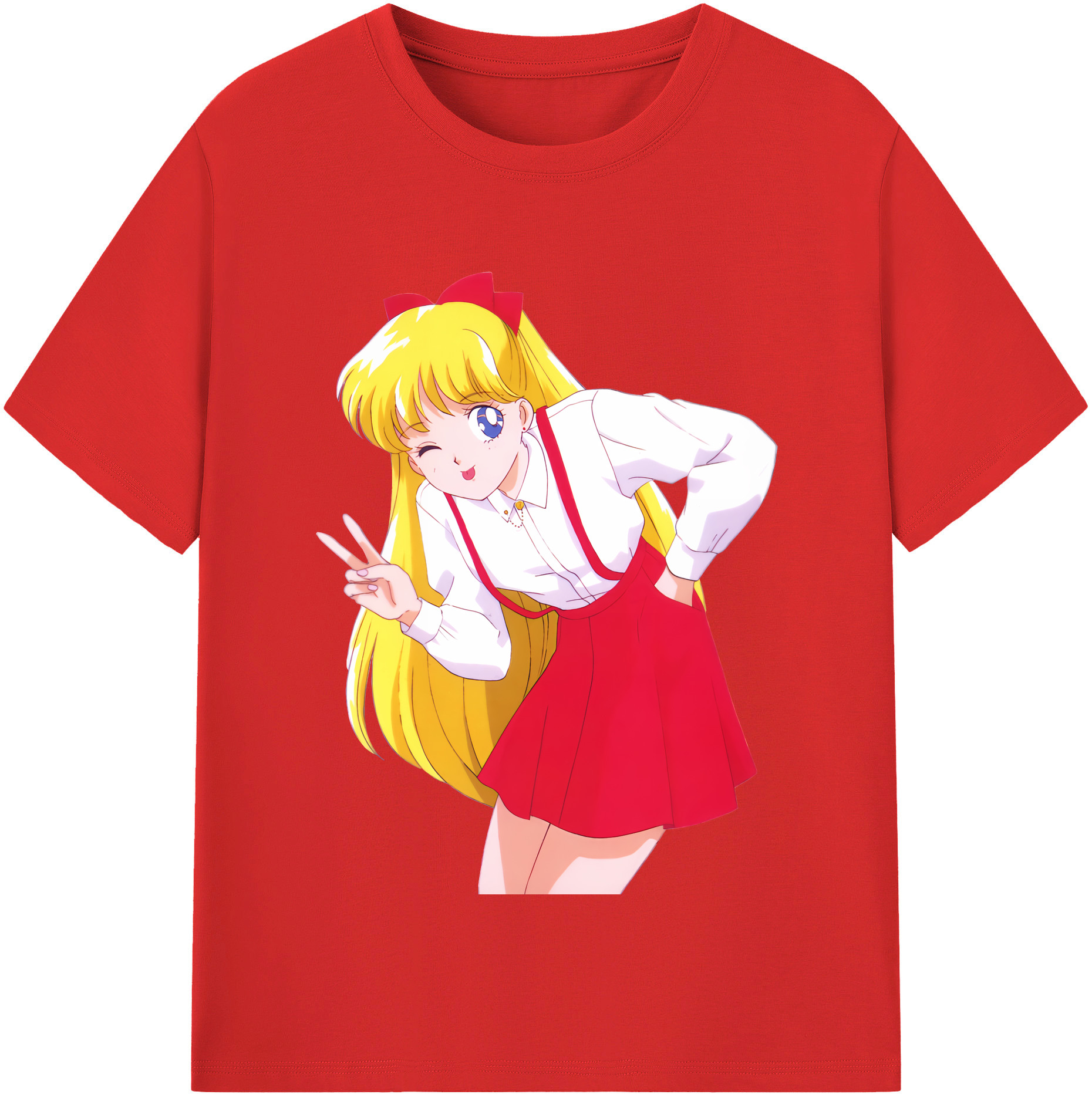 （画像用） 美少女戦士セーラームーン 愛野 美奈子 あいの みなこ Sailor Moon Aino Minako レディースカジュアルプリントTシャツ（綿100％）