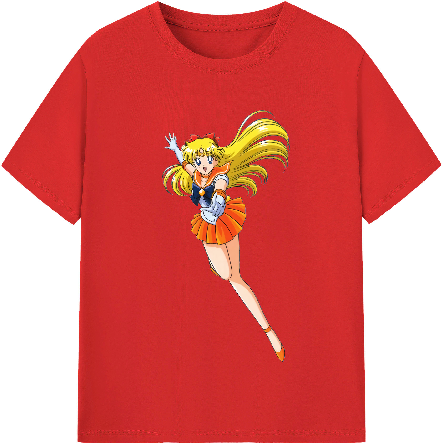 （画像用） 美少女戦士セーラームーン 愛野 美奈子 あいの みなこ Sailor Moon Aino Minako レディースカジュアルプリントTシャツ（綿100％）