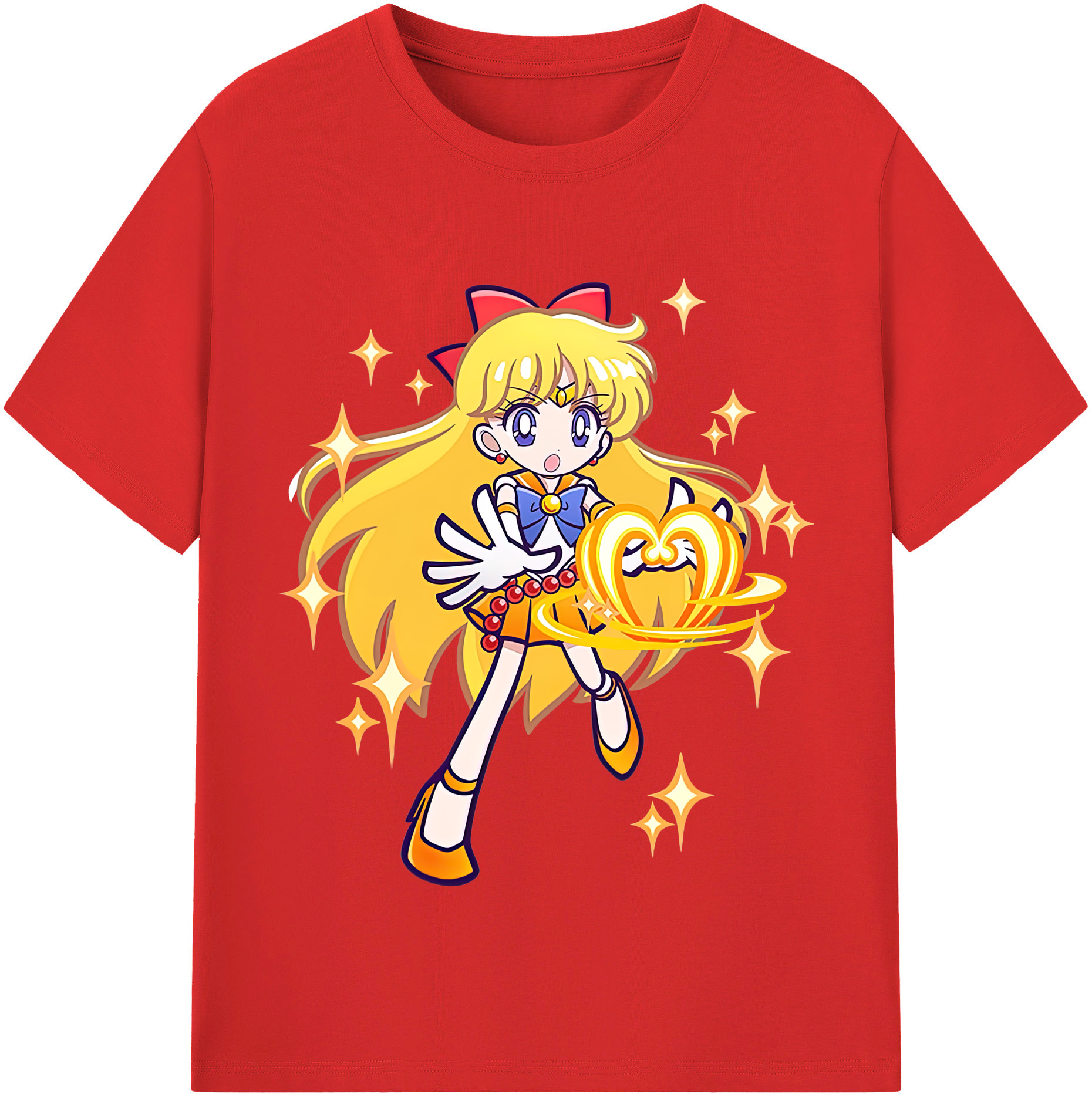 （画像用） 美少女戦士セーラームーン 愛野 美奈子 あいの みなこ Sailor Moon Aino Minako レディースカジュアルプリントTシャツ（綿100％）