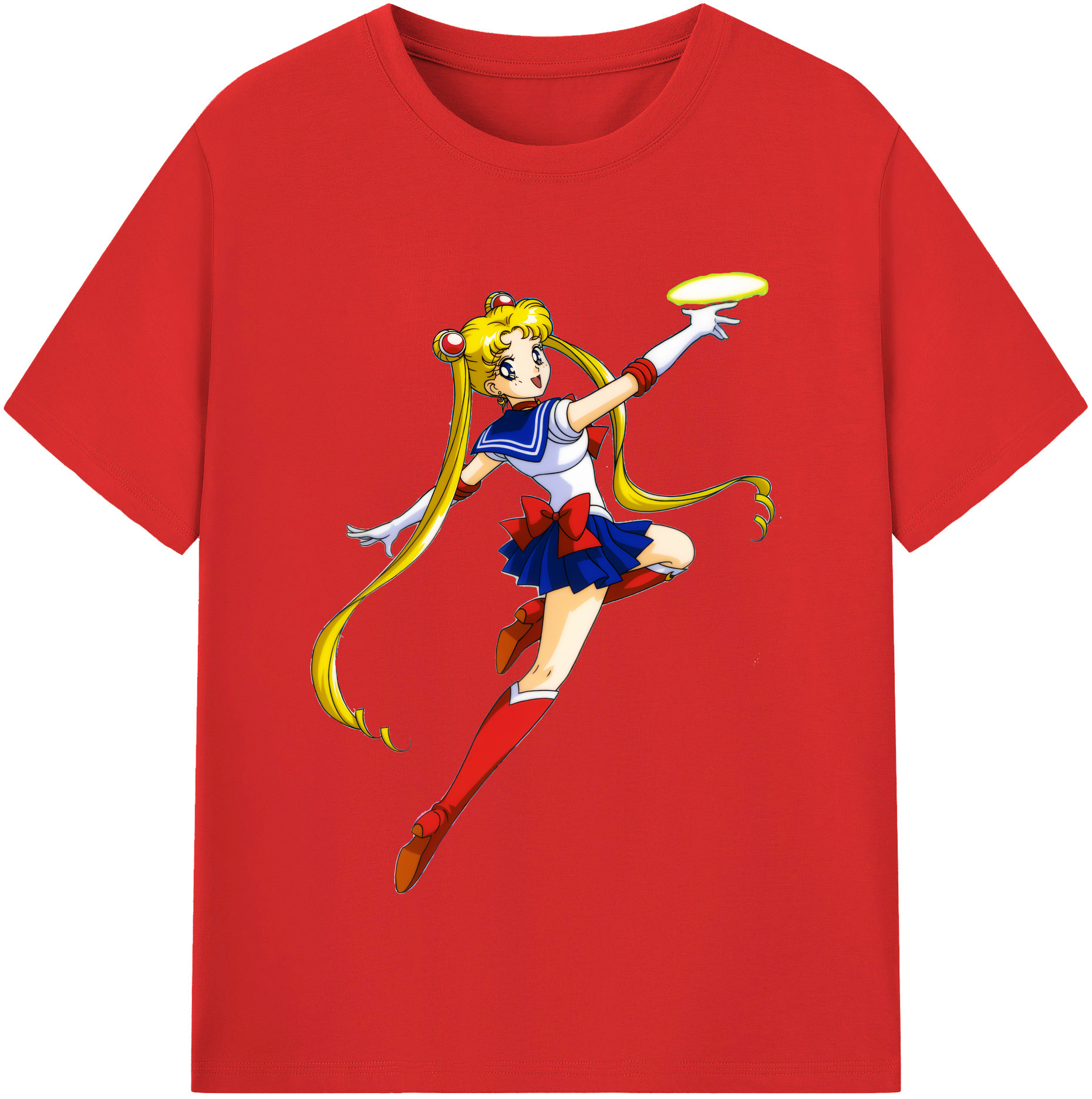 （画像用） 美少女戦士セーラームーン 月野 うさぎ つきの うさぎ Sailor Moon Tsukino Usagi レディースカジュアルプリントTシャツ（綿100％）