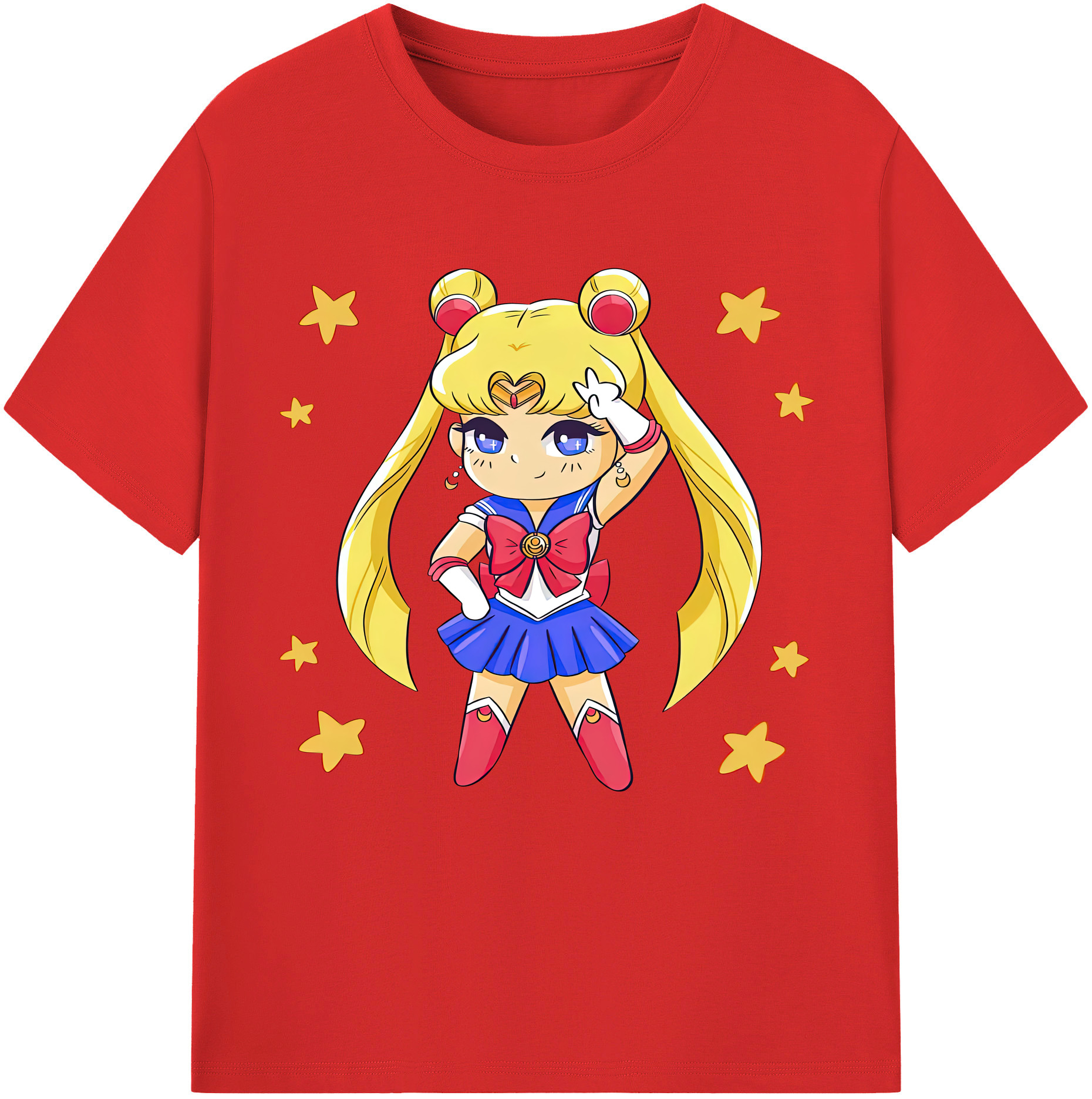 （画像用） 美少女戦士セーラームーン 月野 うさぎ つきの うさぎ Sailor Moon Tsukino Usagi レディースカジュアルプリントTシャツ（綿100％）