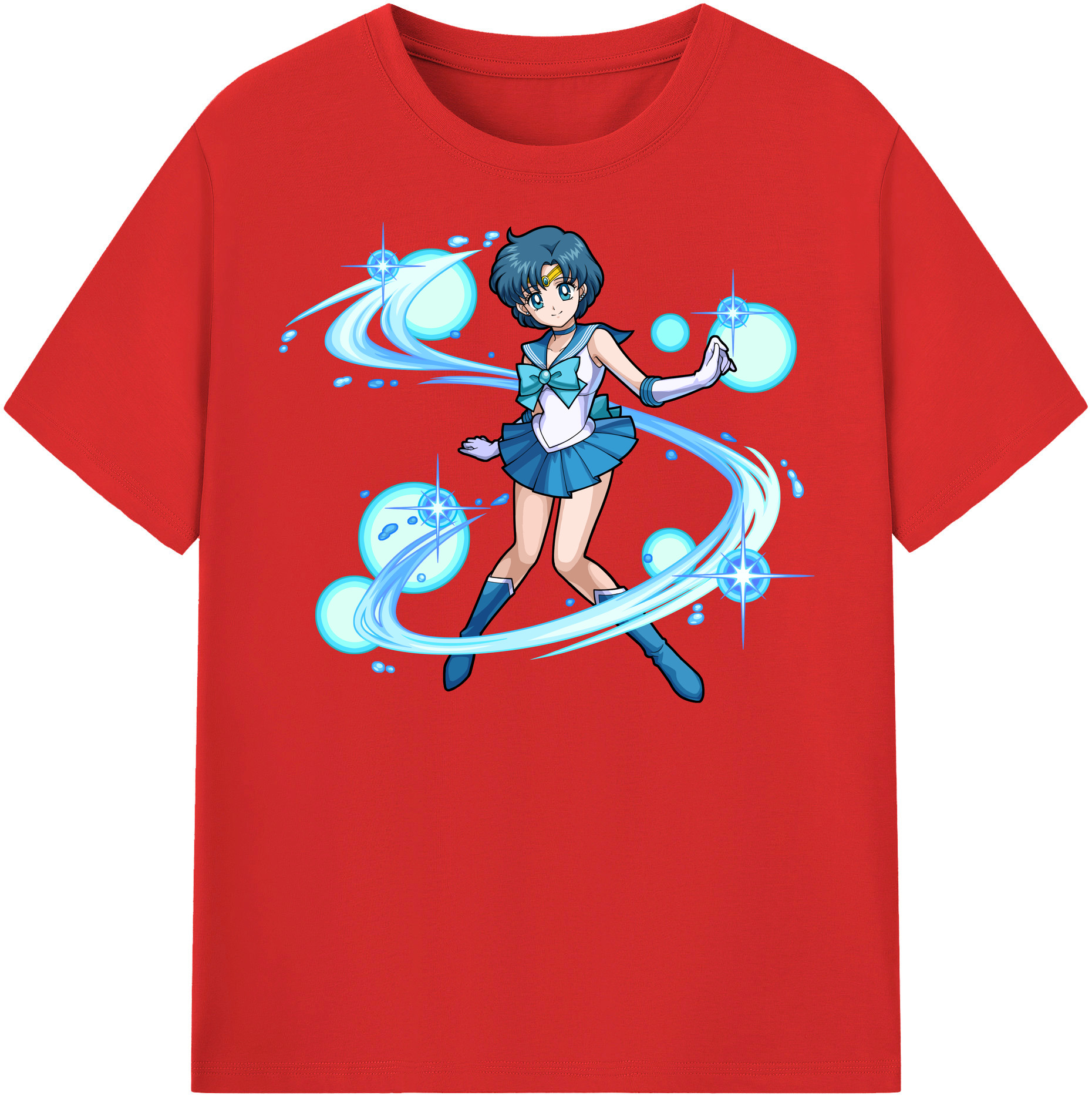 （画像用） 美少女戦士セーラームーン 水野 亜美 みずの あみ Sailor Moon Mizuno Ami レディースカジュアルプリントTシャツ（綿100％）