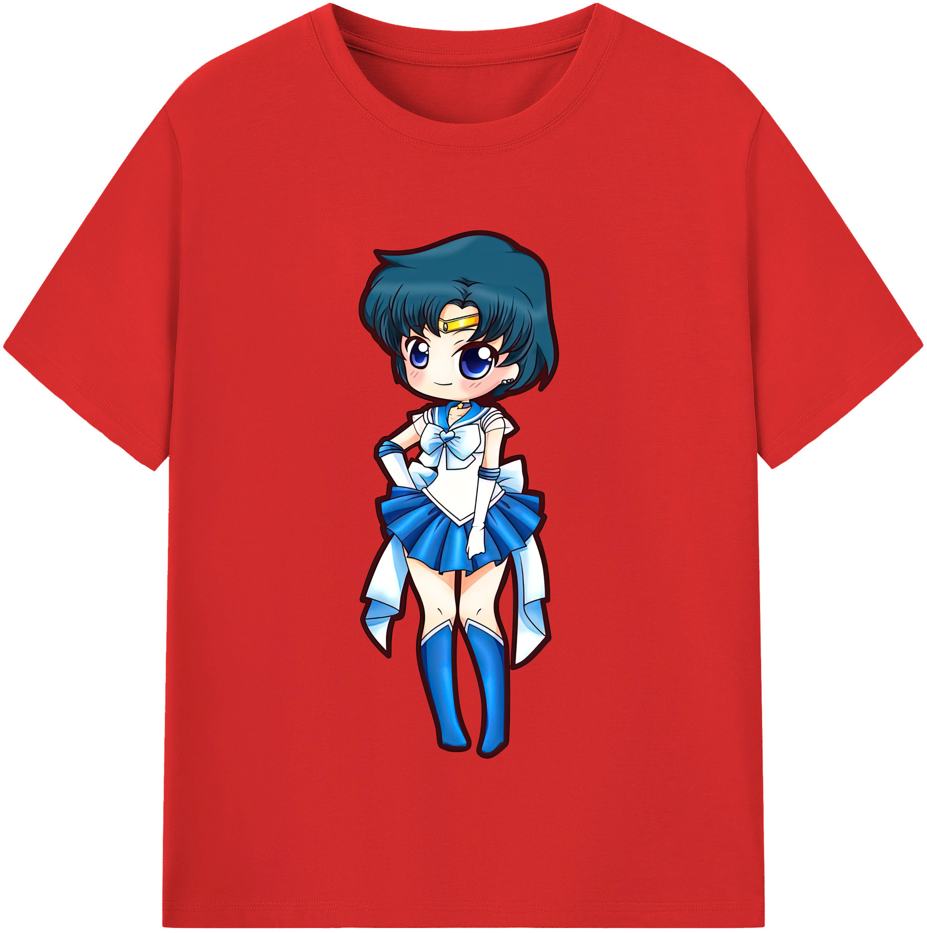 （画像用） 美少女戦士セーラームーン 水野 亜美 みずの あみ Sailor Moon Mizuno Ami レディースカジュアルプリントTシャツ（綿100％）