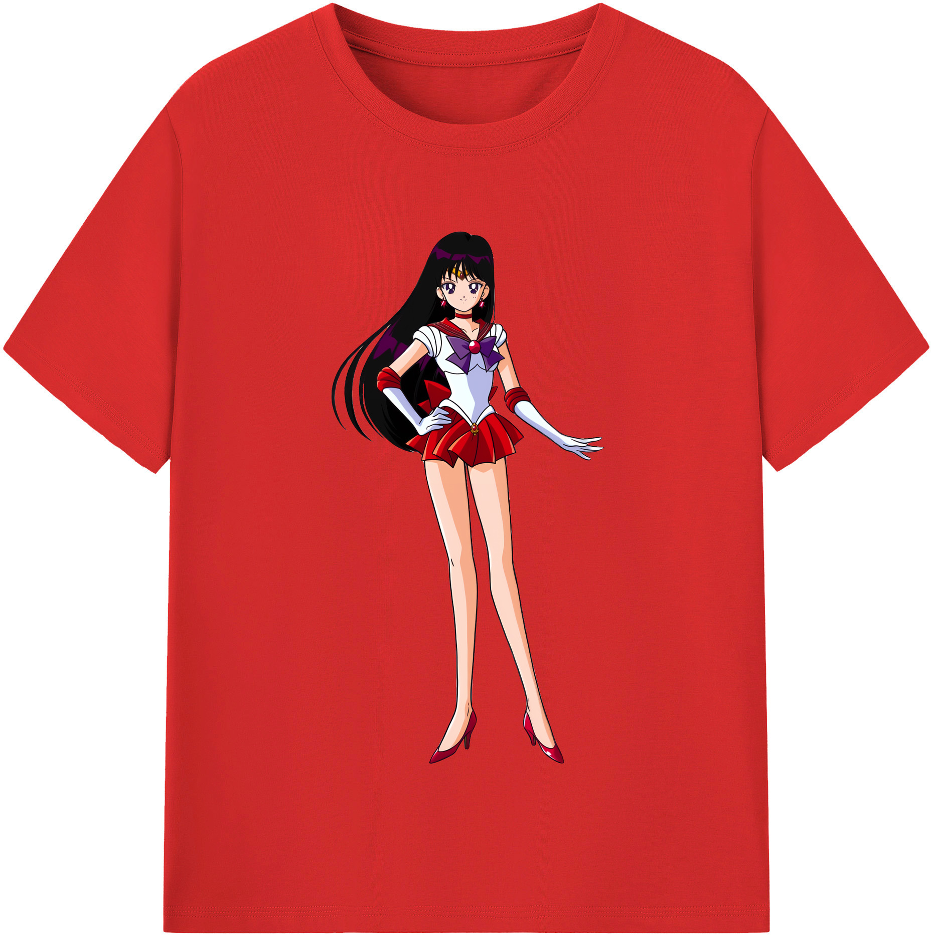 （画像用） 美少女戦士セーラームーン 火野レイ ひの レイ Sailor Moon Hino Rei （セーラーマーズ,Sailor Mars） レディースカジュアルプリントTシャツ（綿100％）