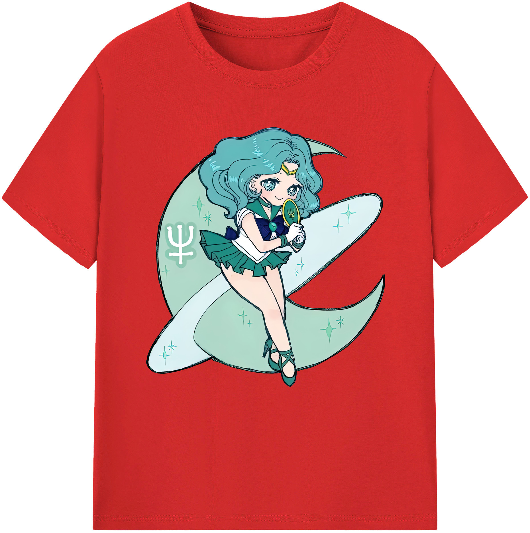 （画像用） 美少女戦士セーラームーン 海王 みちる（かいおう みちる） Sailor Moon Kaiou Michiru レディースカジュアルプリントTシャツ（綿100％）