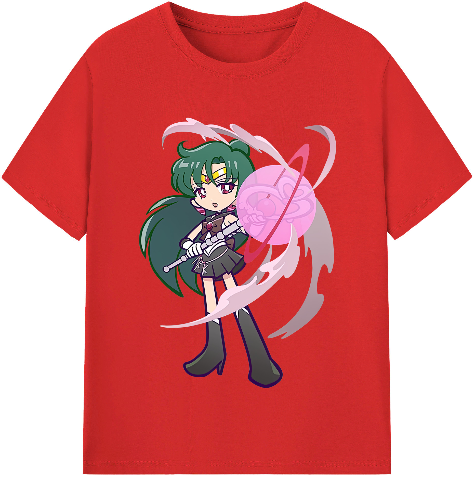 （画像用） 美少女戦士セーラームーン 冥王せつな Sailor Moon Meiou Setsuna レディースカジュアルプリントTシャツ（綿100％）