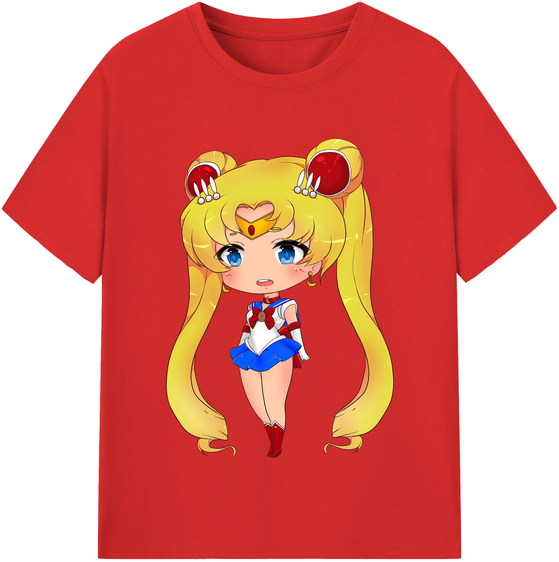 （画像用） 美少女戦士セーラームーン 月野 うさぎ つきの うさぎ Sailor Moon Tsukino Usagi レディースカジュアルプリントTシャツ（綿100％）