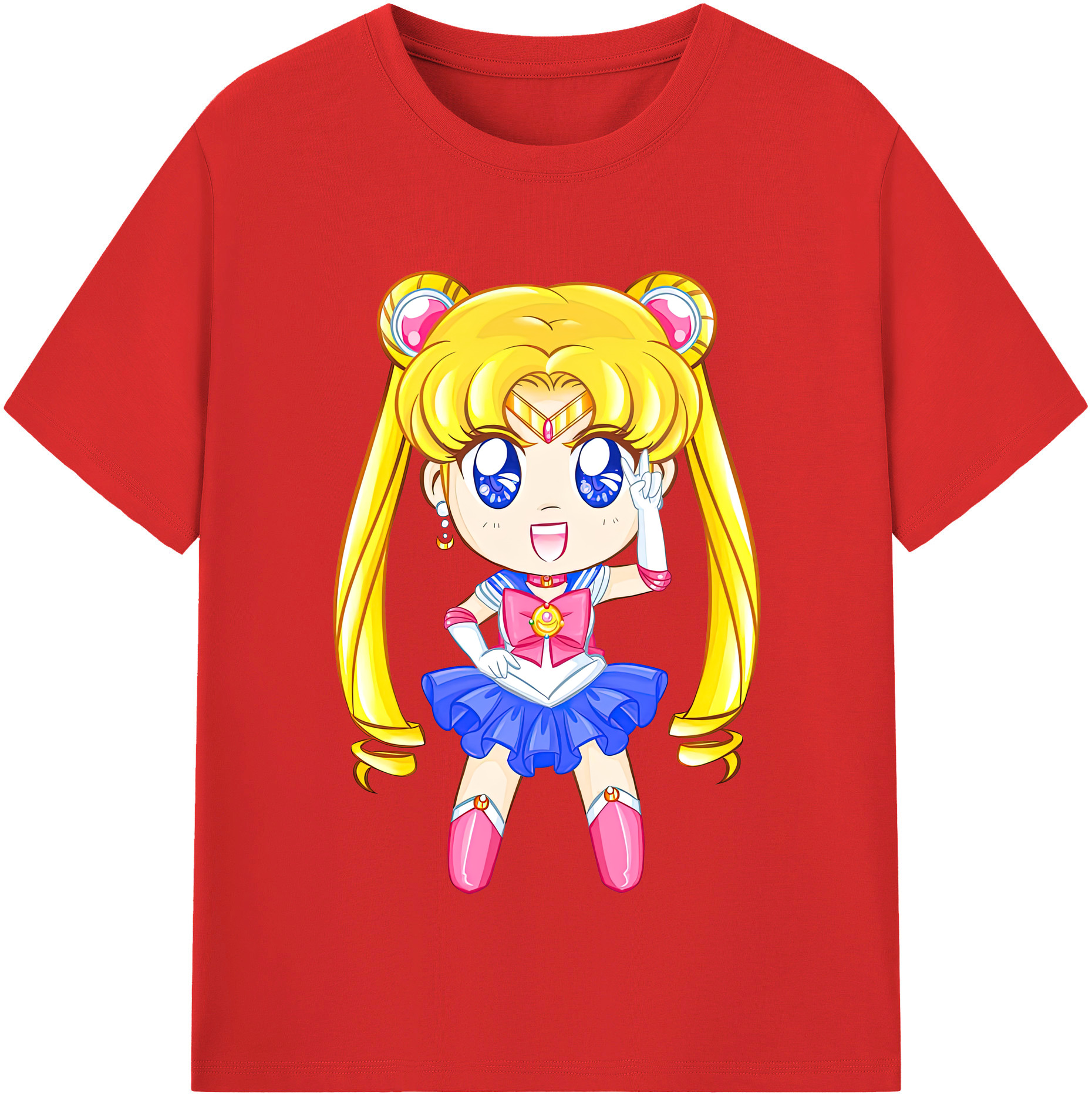 （画像用） 美少女戦士セーラームーン 月野 うさぎ つきの うさぎ Sailor Moon Tsukino Usagi レディースカジュアルプリントTシャツ（綿100％）