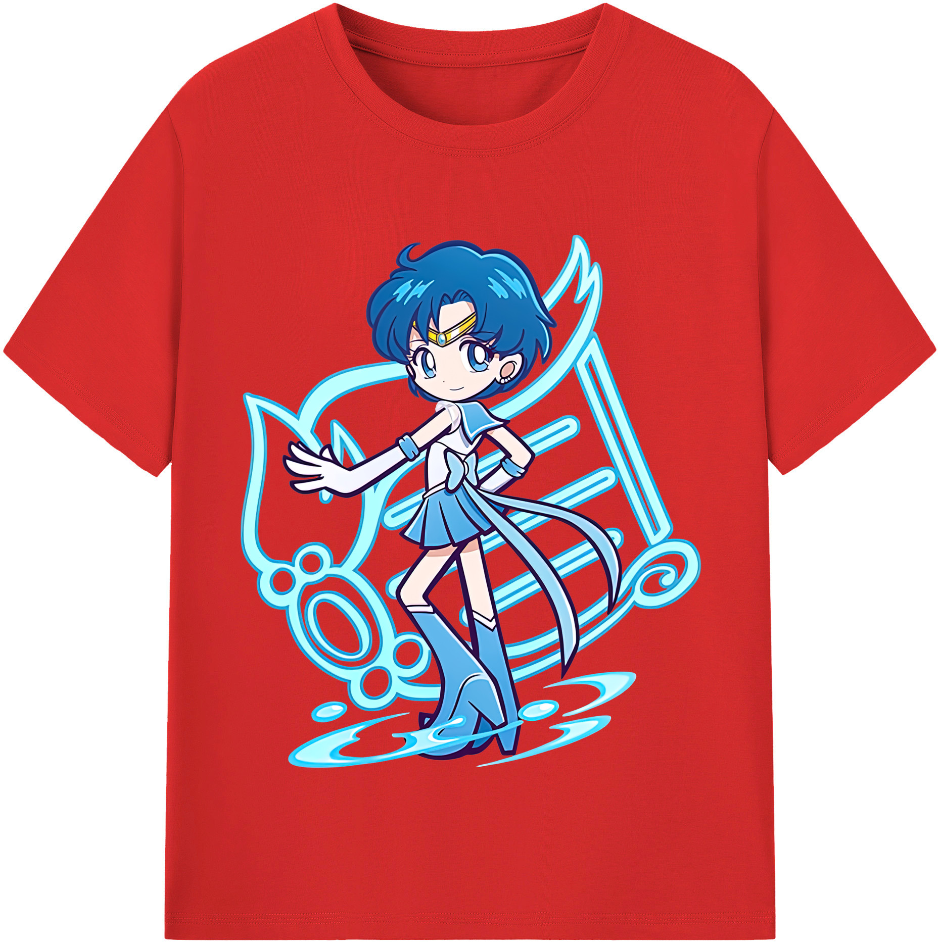 （画像用） 美少女戦士セーラームーン 水野 亜美 みずの あみ Sailor Moon Mizuno Ami レディースカジュアルプリントTシャツ（綿100％）