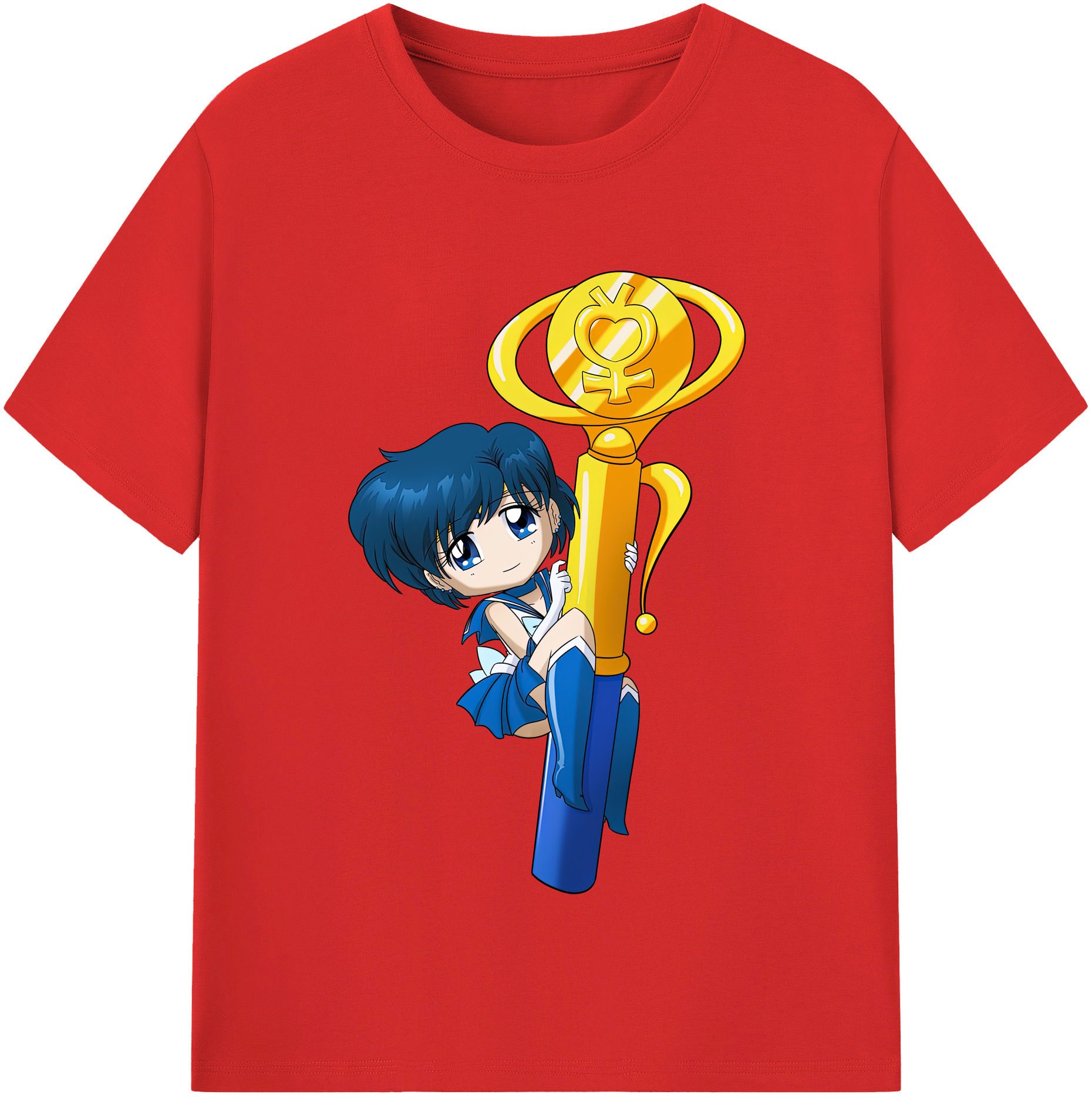 （画像用） 美少女戦士セーラームーン 水野 亜美 みずの あみ Sailor Moon Mizuno Ami レディースカジュアルプリントTシャツ（綿100％）