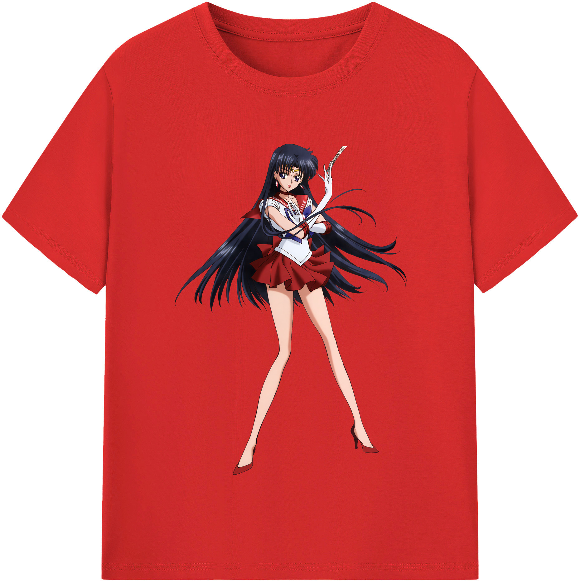 （画像用） 美少女戦士セーラームーン 火野レイ ひの レイ Sailor Moon Hino Rei （セーラーマーズ,Sailor Mars） レディースカジュアルプリントTシャツ（綿100％）