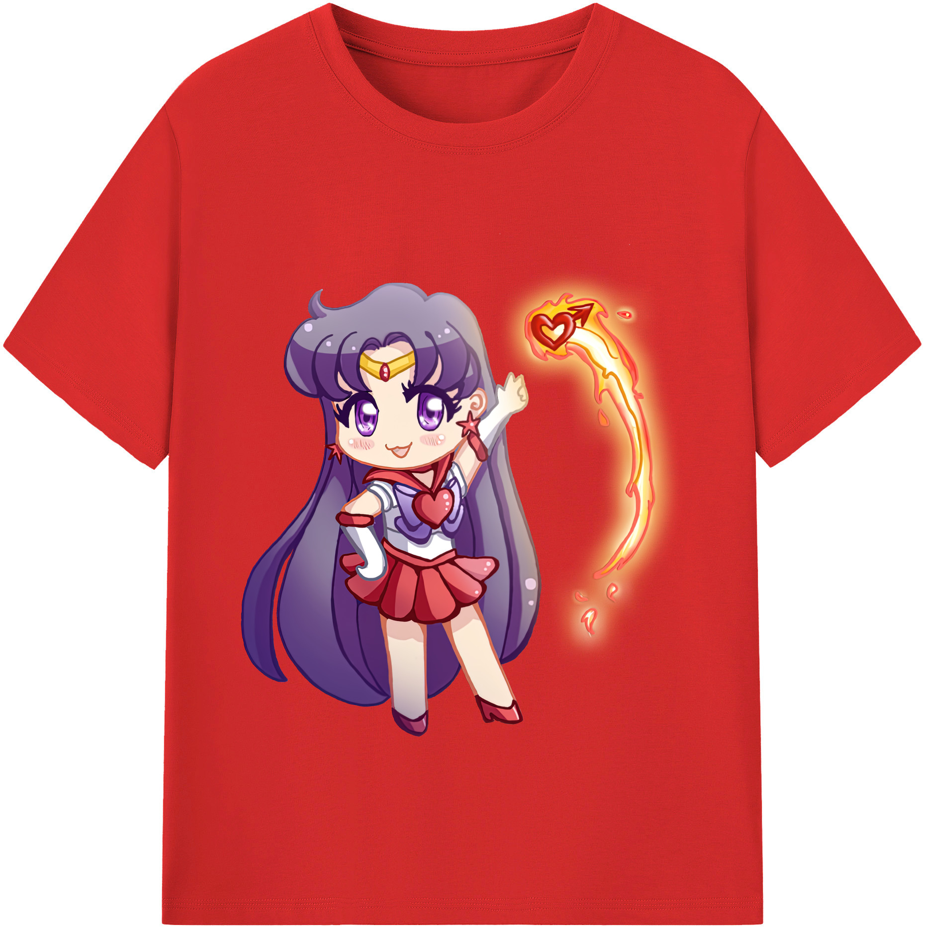 （画像用） 美少女戦士セーラームーン 火野レイ ひの レイ Sailor Moon Hino Rei （セーラーマーズ,Sailor Mars） レディースカジュアルプリントTシャツ（綿100％）