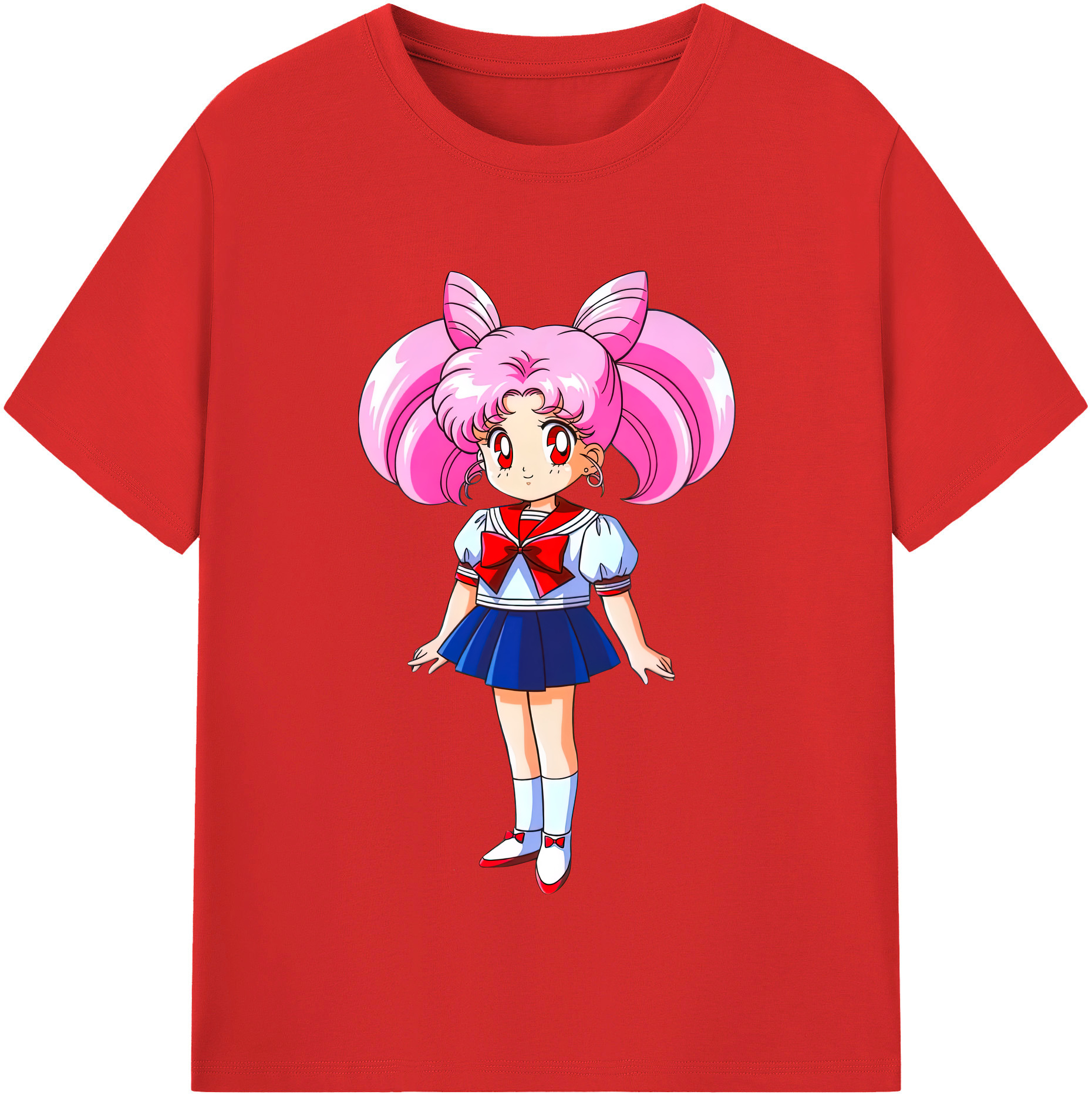 （画像用） 美少女戦士セーラームーン ちびうさ Sailor Moon Chibiusa Tsukino Usagi Small Lady Serenity レディースカジュアルプリントTシャツ（綿100％）