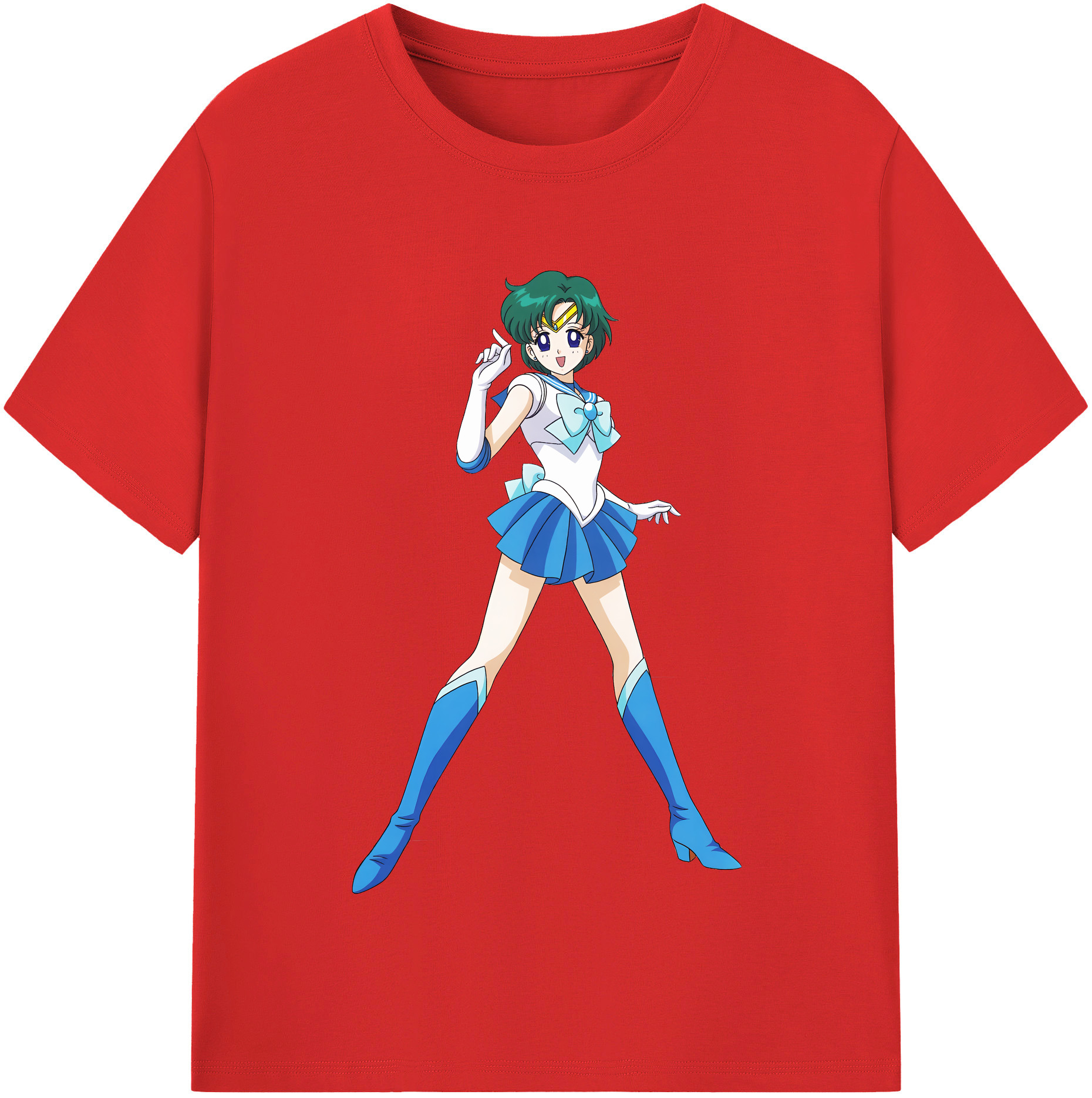 （画像用） 美少女戦士セーラームーン 海王 みちる（かいおう みちる） Sailor Moon Kaiou Michiru レディースカジュアルプリントTシャツ（綿100％）