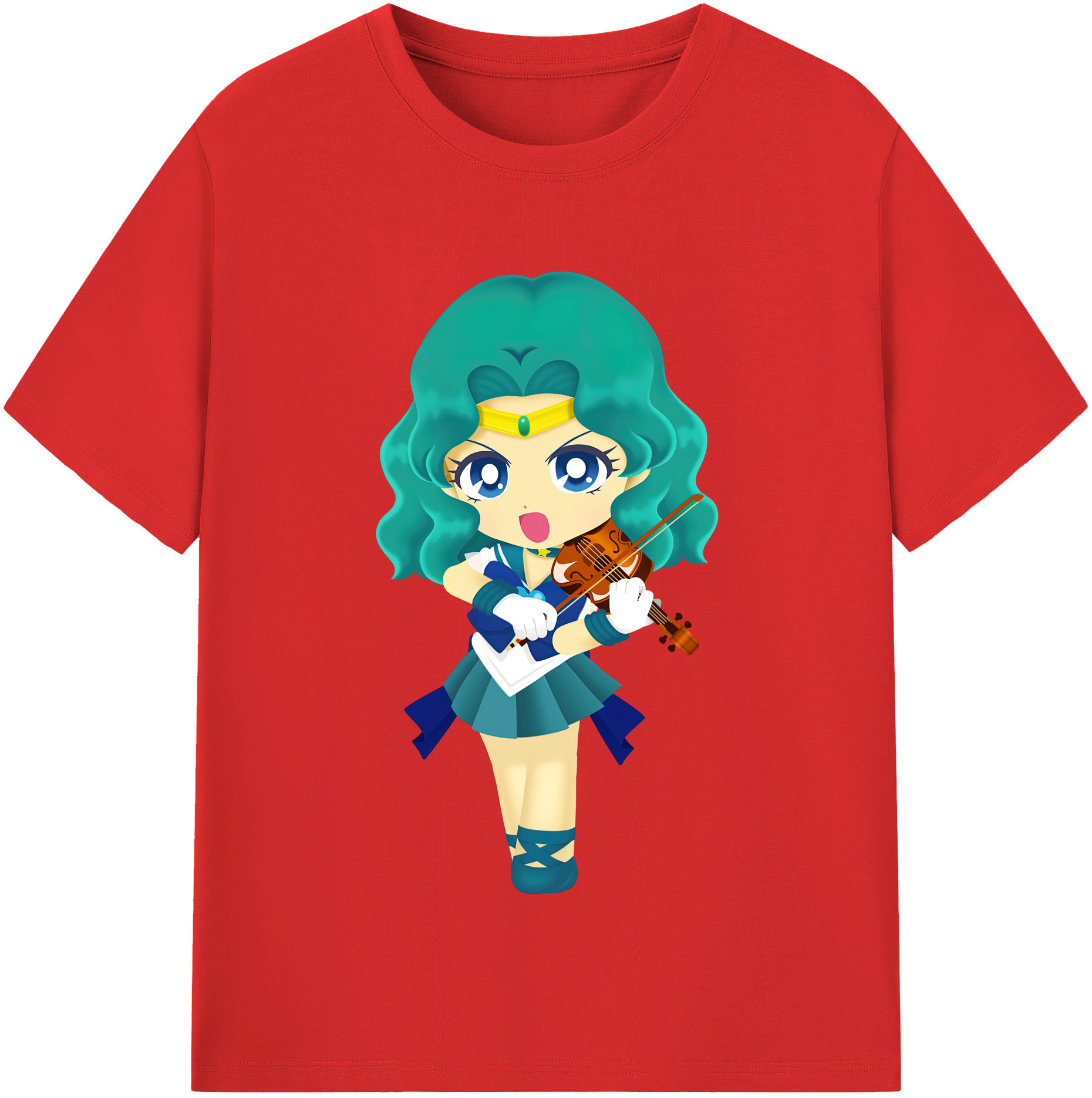 （画像用） 美少女戦士セーラームーン 海王 みちる（かいおう みちる） Sailor Moon Kaiou Michiru レディースカジュアルプリントTシャツ（綿100％）
