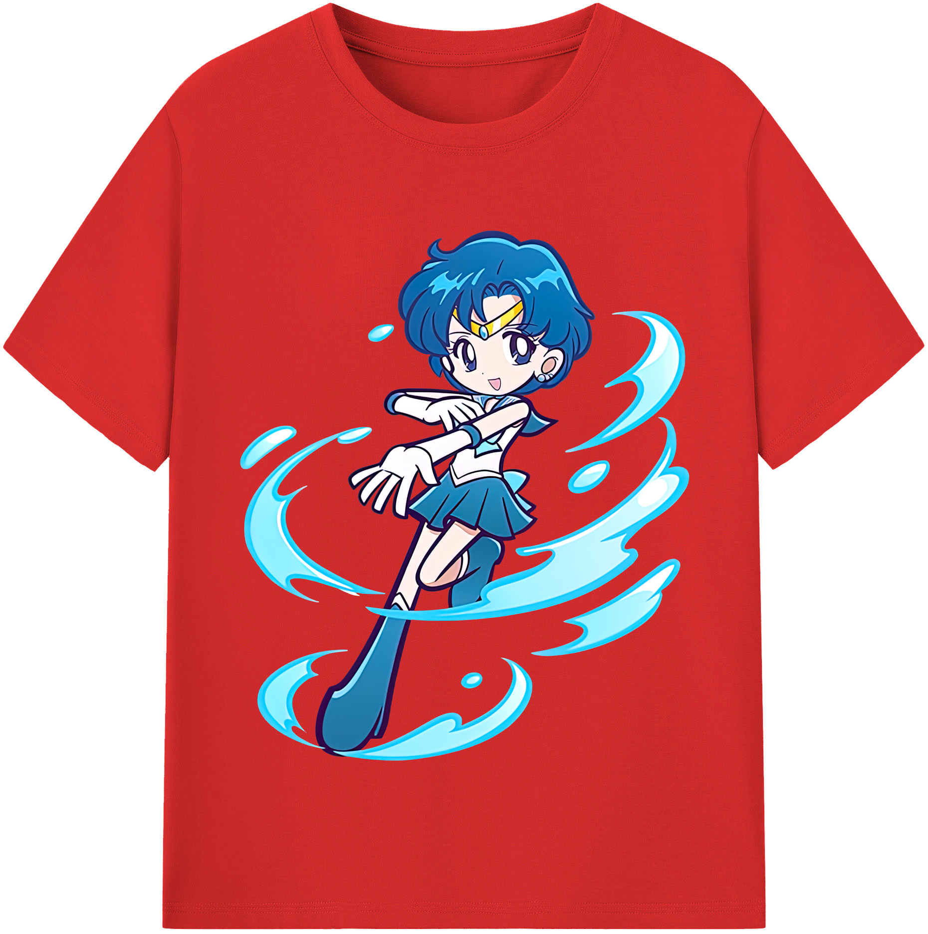 （画像用） 美少女戦士セーラームーン 水野 亜美 みずの あみ Sailor Moon Mizuno Ami レディースカジュアルプリントTシャツ（綿100％）