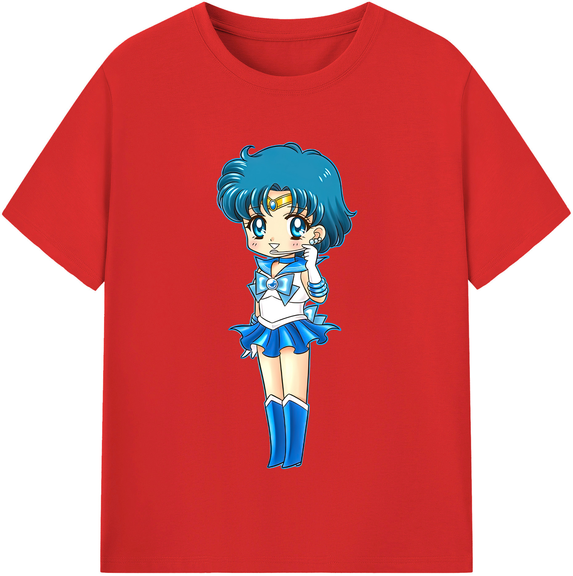 （画像用） 美少女戦士セーラームーン 水野 亜美 みずの あみ Sailor Moon Mizuno Ami レディースカジュアルプリントTシャツ（綿100％）