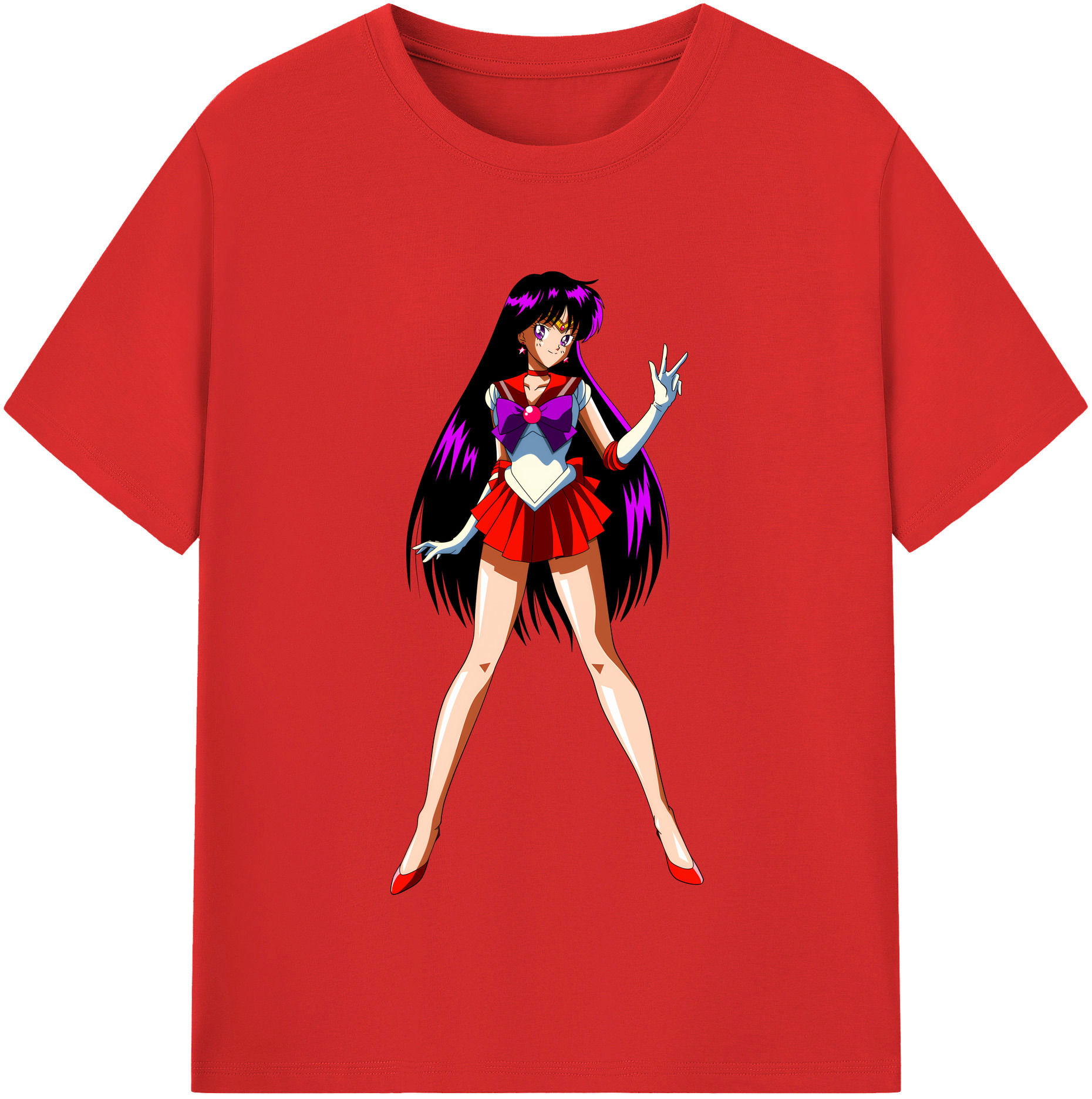 （画像用） 美少女戦士セーラームーン 火野レイ ひの レイ Sailor Moon Hino Rei （セーラーマーズ,Sailor Mars） レディースカジュアルプリントTシャツ（綿100％）