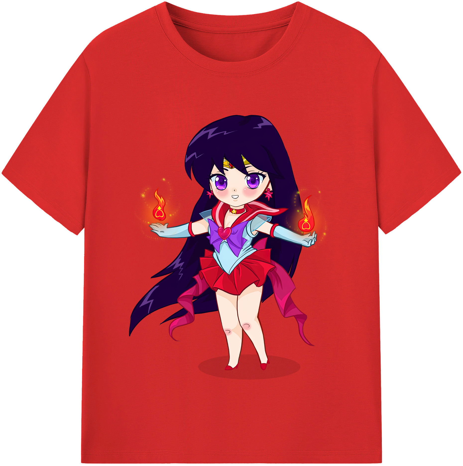 （画像用） 美少女戦士セーラームーン 火野レイ ひの レイ Sailor Moon Hino Rei （セーラーマーズ,Sailor Mars） レディースカジュアルプリントTシャツ（綿100％）