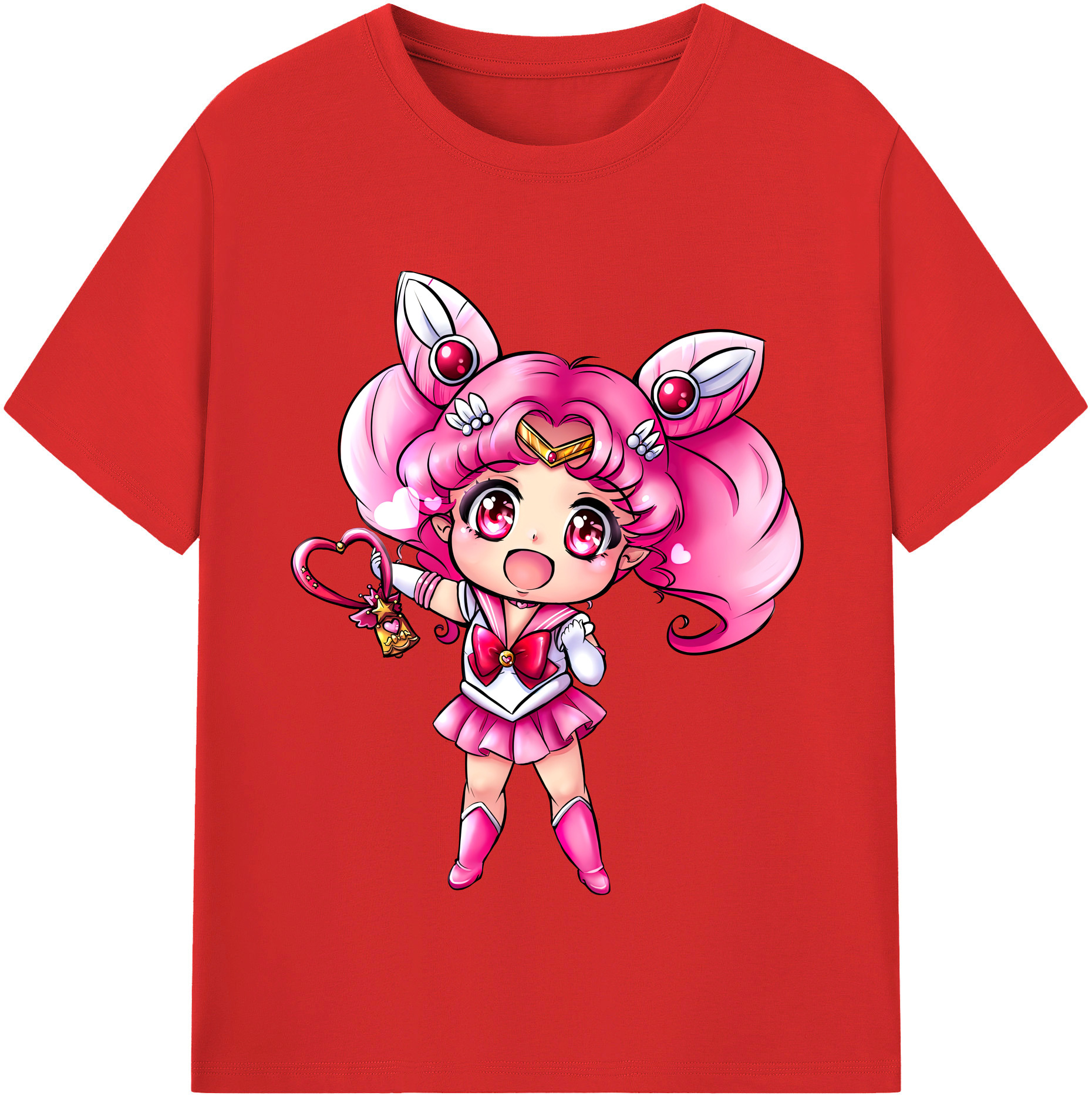 （画像用） 美少女戦士セーラームーン ちびうさ Sailor Moon Chibiusa Tsukino Usagi Small Lady Serenity レディースカジュアルプリントTシャツ（綿100％）