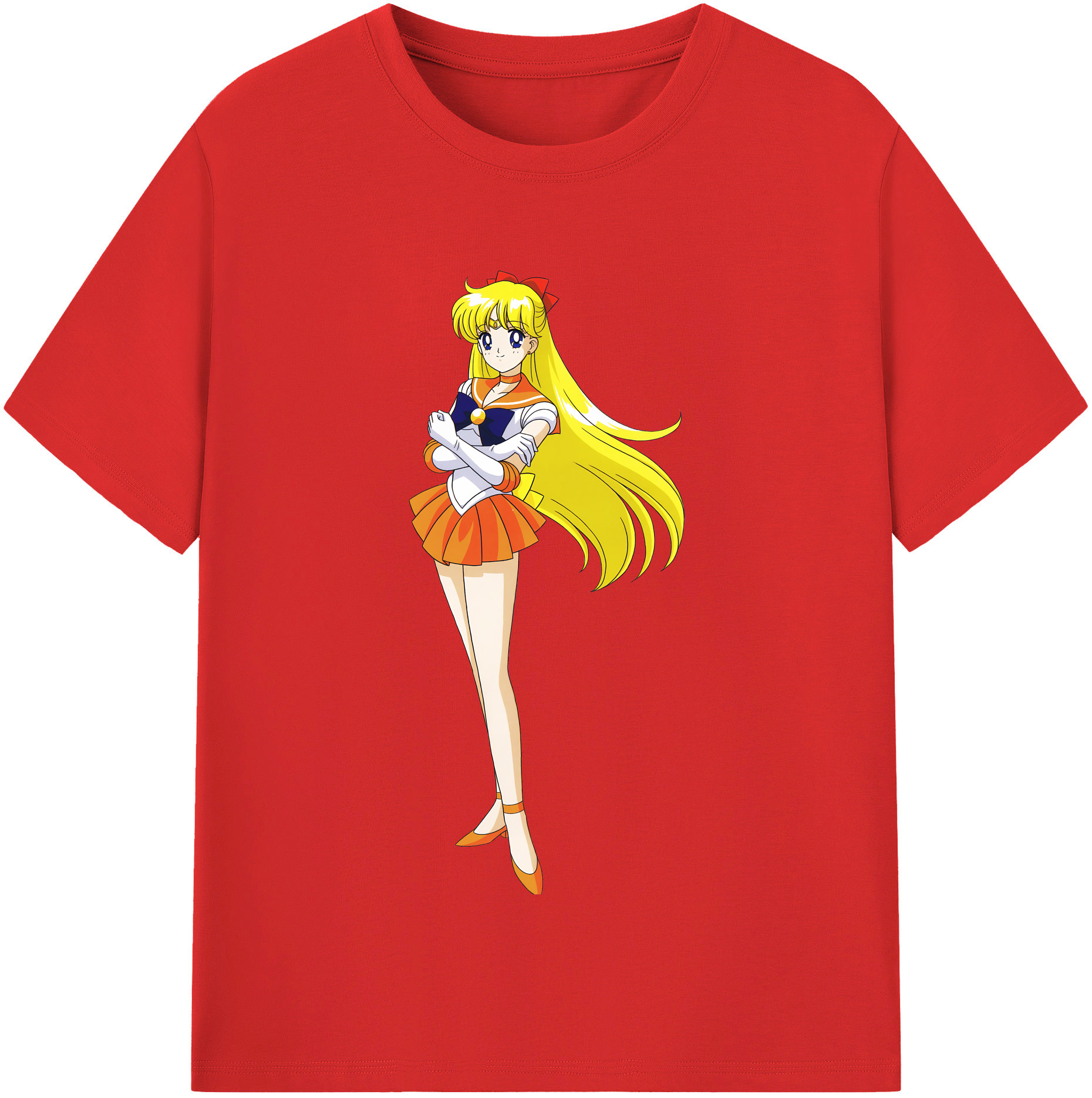 （画像用） 美少女戦士セーラームーン 愛野 美奈子 あいの みなこ Sailor Moon Aino Minako レディースカジュアルプリントTシャツ（綿100％）