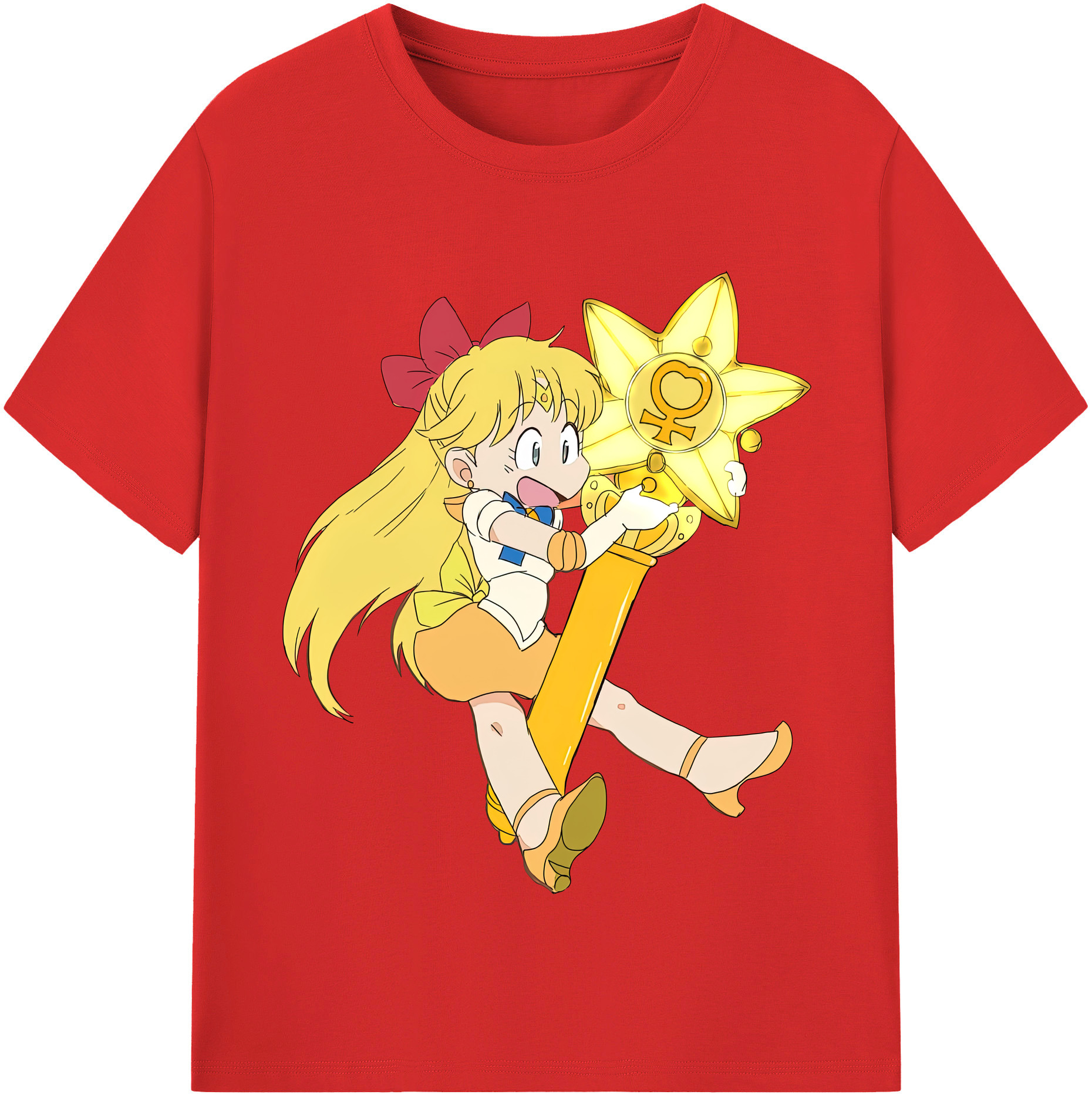 （画像用） 美少女戦士セーラームーン 愛野 美奈子 あいの みなこ Sailor Moon Aino Minako レディースカジュアルプリントTシャツ（綿100％）