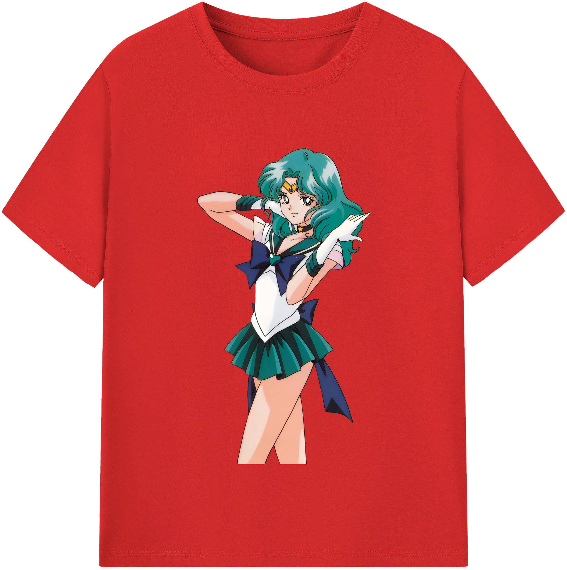 （画像用） 美少女戦士セーラームーン 海王 みちる（かいおう みちる） Sailor Moon Kaiou Michiru レディースカジュアルプリントTシャツ（綿100％）