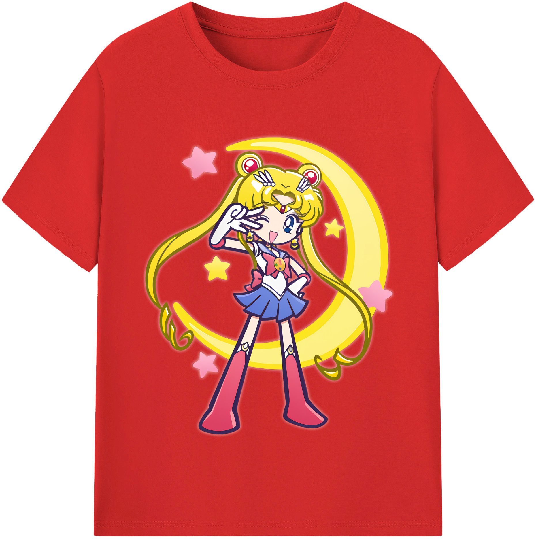 （画像用） 美少女戦士セーラームーン 月野 うさぎ つきの うさぎ Sailor Moon Tsukino Usagi レディースカジュアルプリントTシャツ（綿100％）