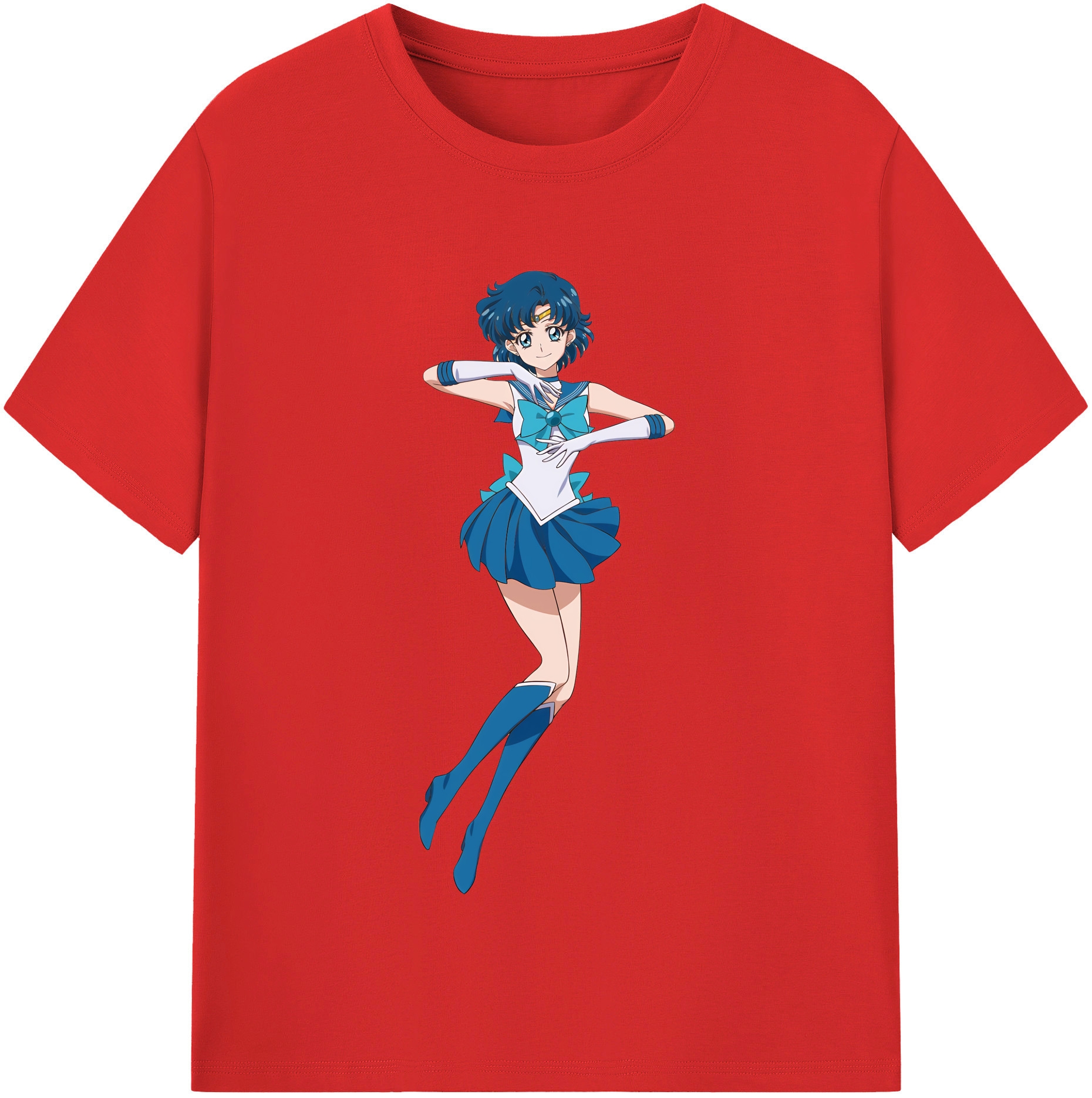 （画像用） 美少女戦士セーラームーン 水野 亜美 みずの あみ Sailor Moon Mizuno Ami レディースカジュアルプリントTシャツ（綿100％）
