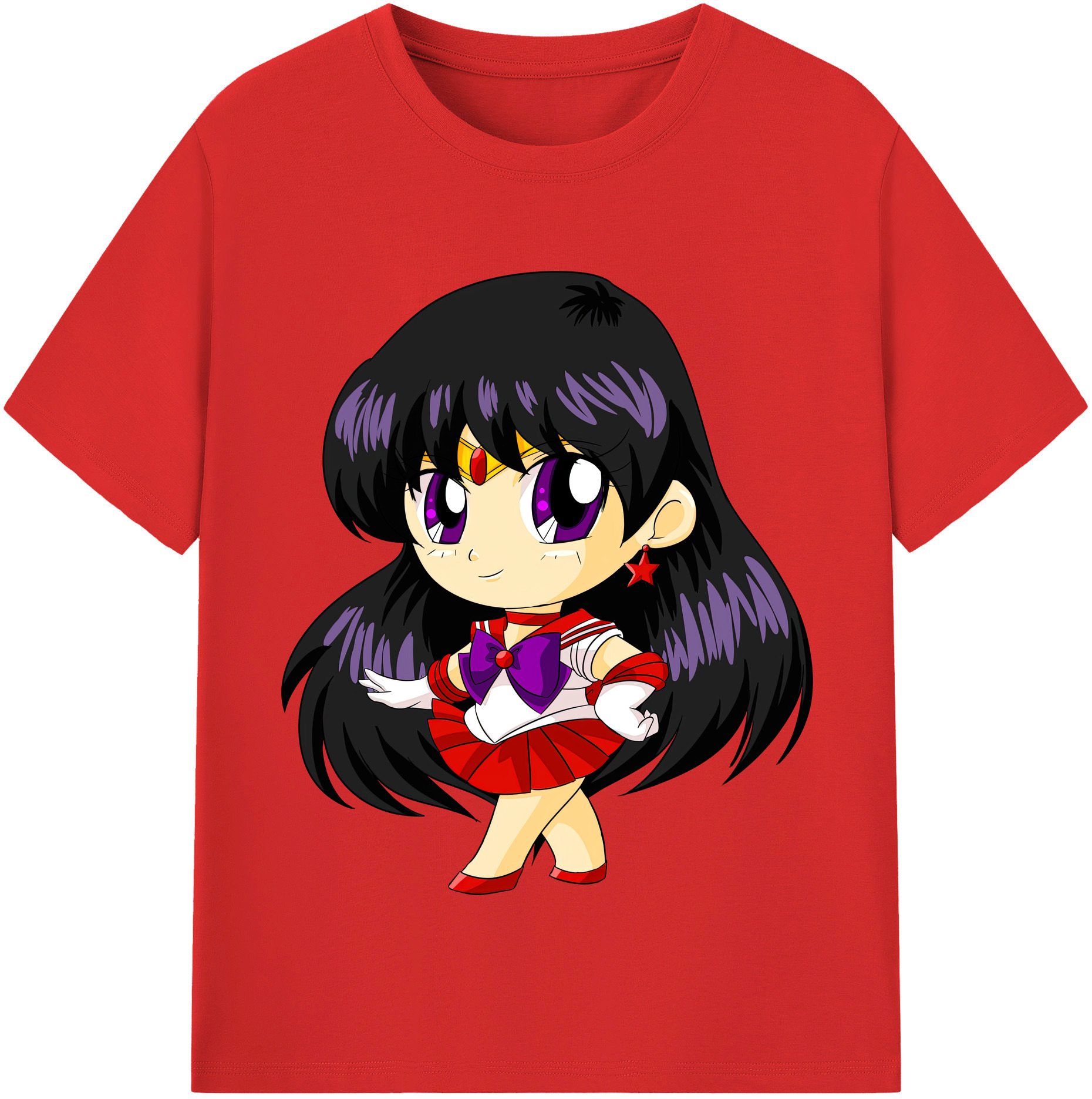 （画像用） 美少女戦士セーラームーン 火野レイ ひの レイ Sailor Moon Hino Rei （セーラーマーズ,Sailor Mars） レディースカジュアルプリントTシャツ（綿100％）