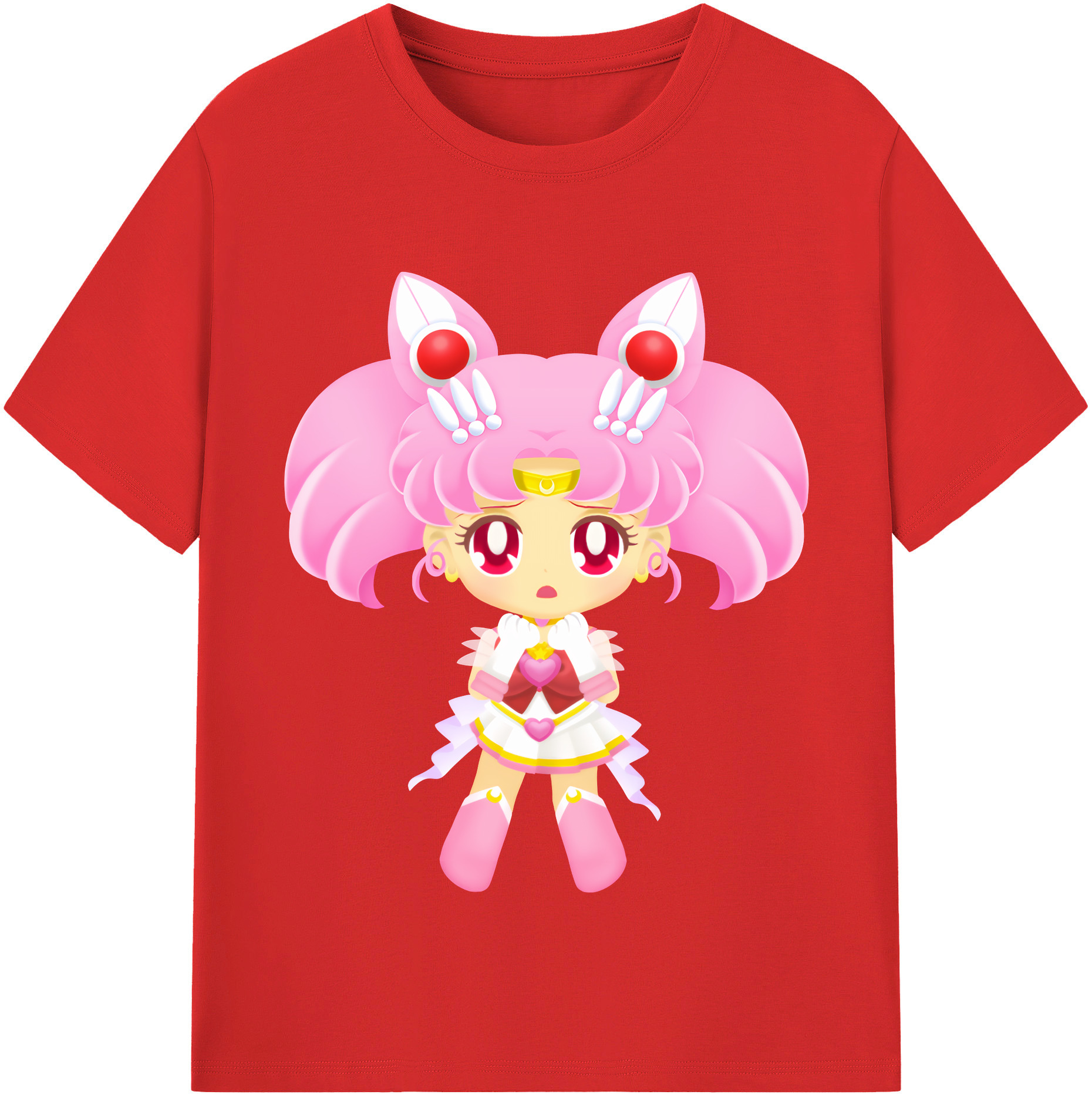 （画像用） 美少女戦士セーラームーン ちびうさ Sailor Moon Chibiusa Tsukino Usagi Small Lady Serenity レディースカジュアルプリントTシャツ（綿100％）