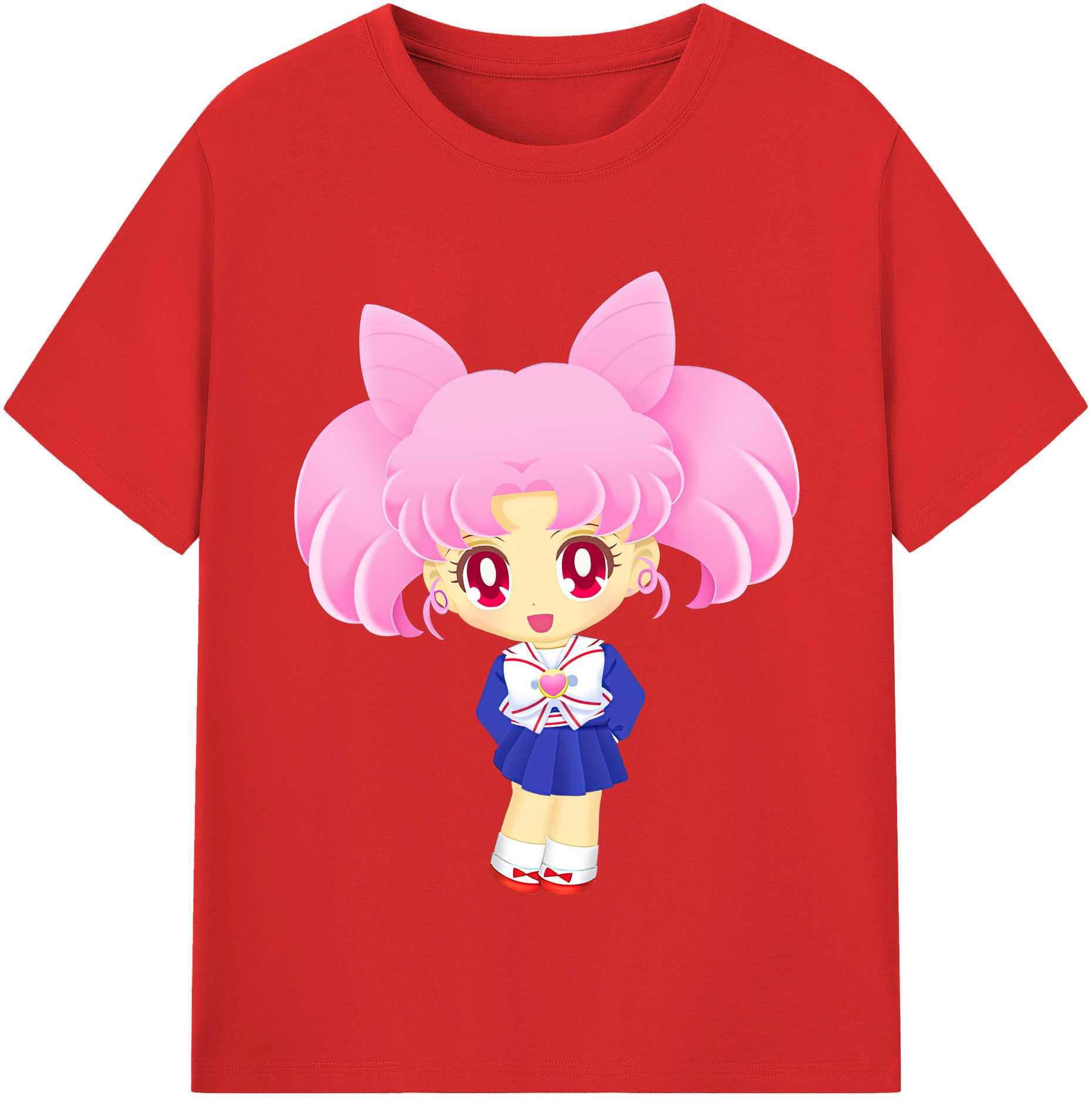 （画像用） 美少女戦士セーラームーン ちびうさ Sailor Moon Chibiusa Tsukino Usagi Small Lady Serenity レディースカジュアルプリントTシャツ（綿100％）