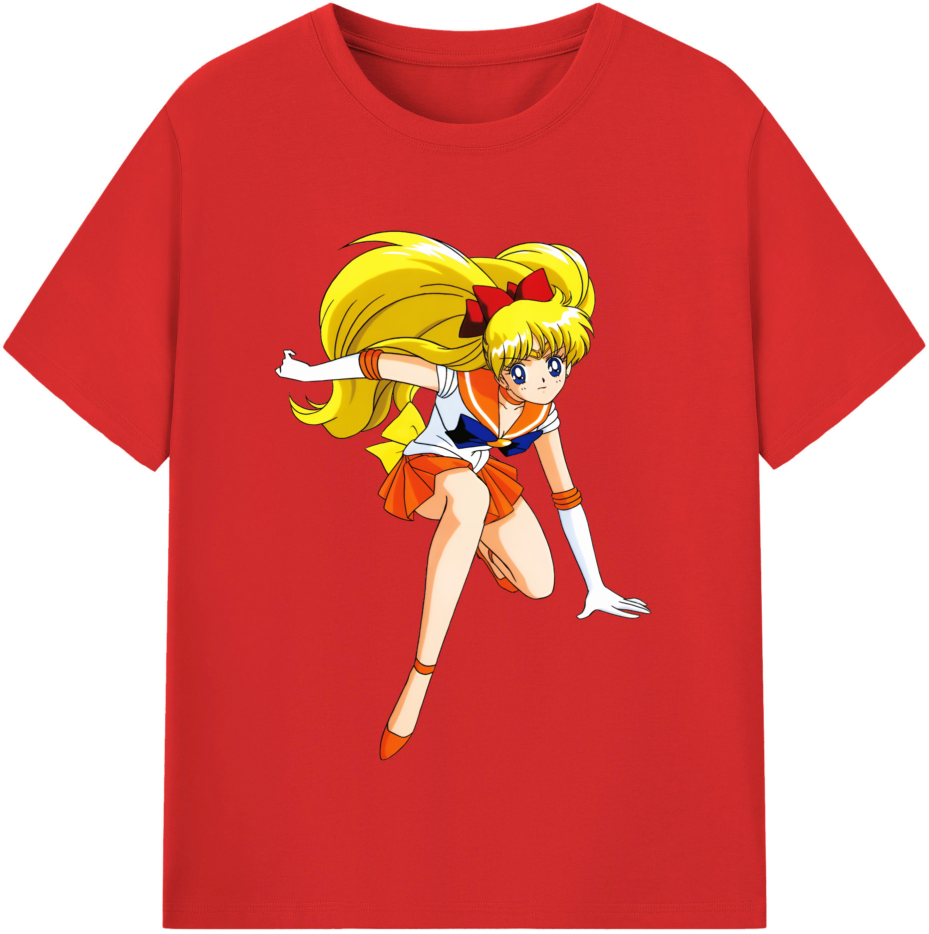 （画像用） 美少女戦士セーラームーン 愛野 美奈子 あいの みなこ Sailor Moon Aino Minako レディースカジュアルプリントTシャツ（綿100％）