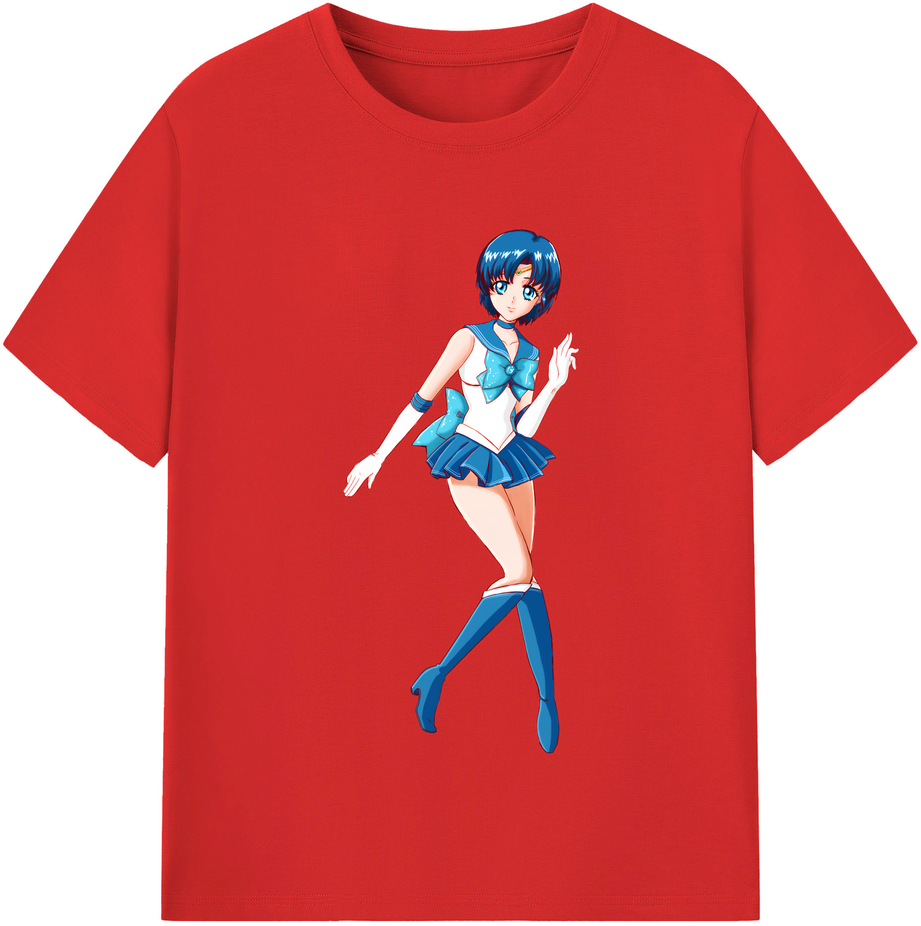 （画像用） 美少女戦士セーラームーン 水野 亜美 みずの あみ Sailor Moon Mizuno Ami レディースカジュアルプリントTシャツ（綿100％）
