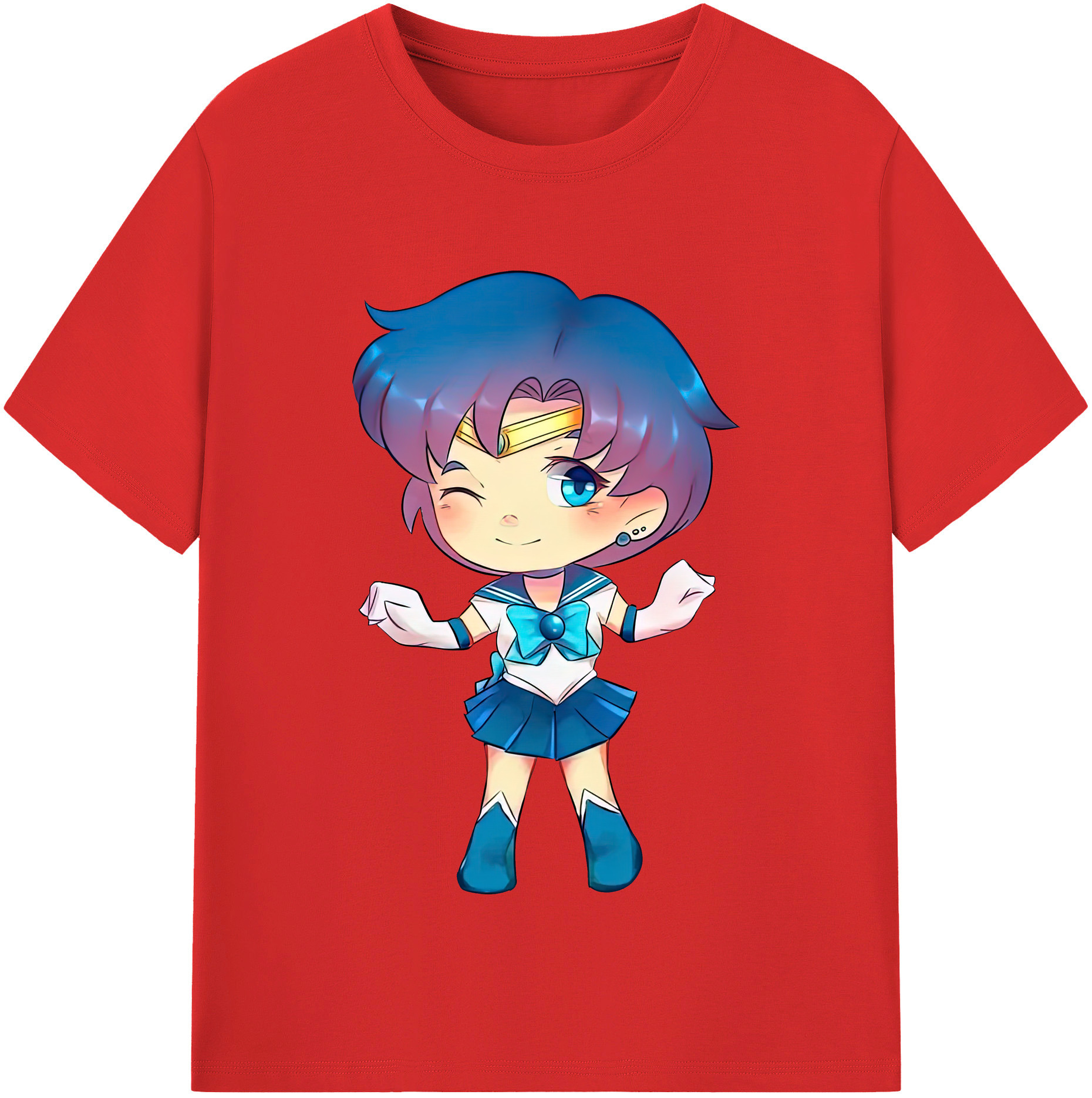 （画像用） 美少女戦士セーラームーン 水野 亜美 みずの あみ Sailor Moon Mizuno Ami レディースカジュアルプリントTシャツ（綿100％）