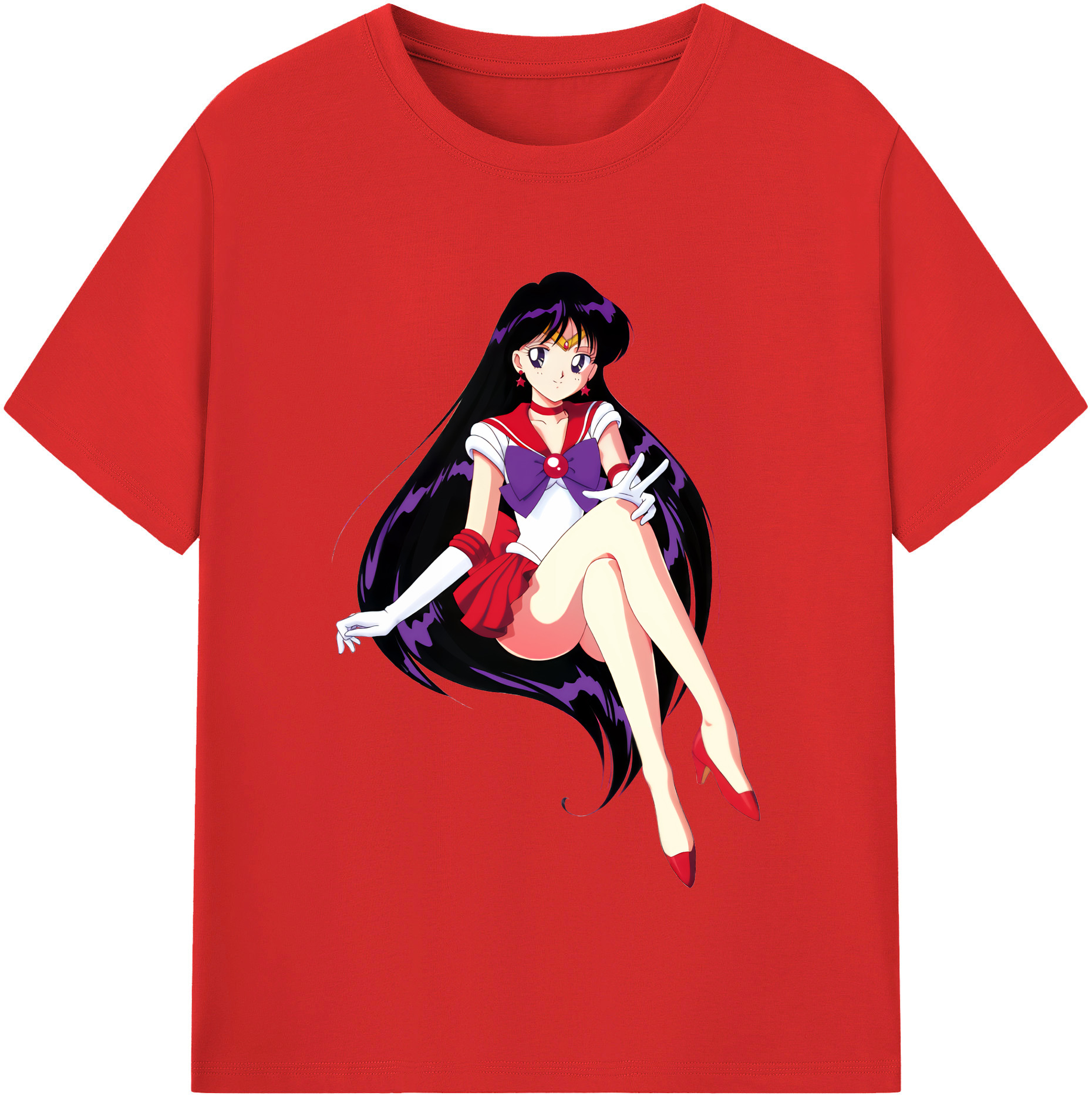 （画像用） 美少女戦士セーラームーン 火野レイ ひの レイ Sailor Moon Hino Rei （セーラーマーズ,Sailor Mars） レディースカジュアルプリントTシャツ（綿100％）