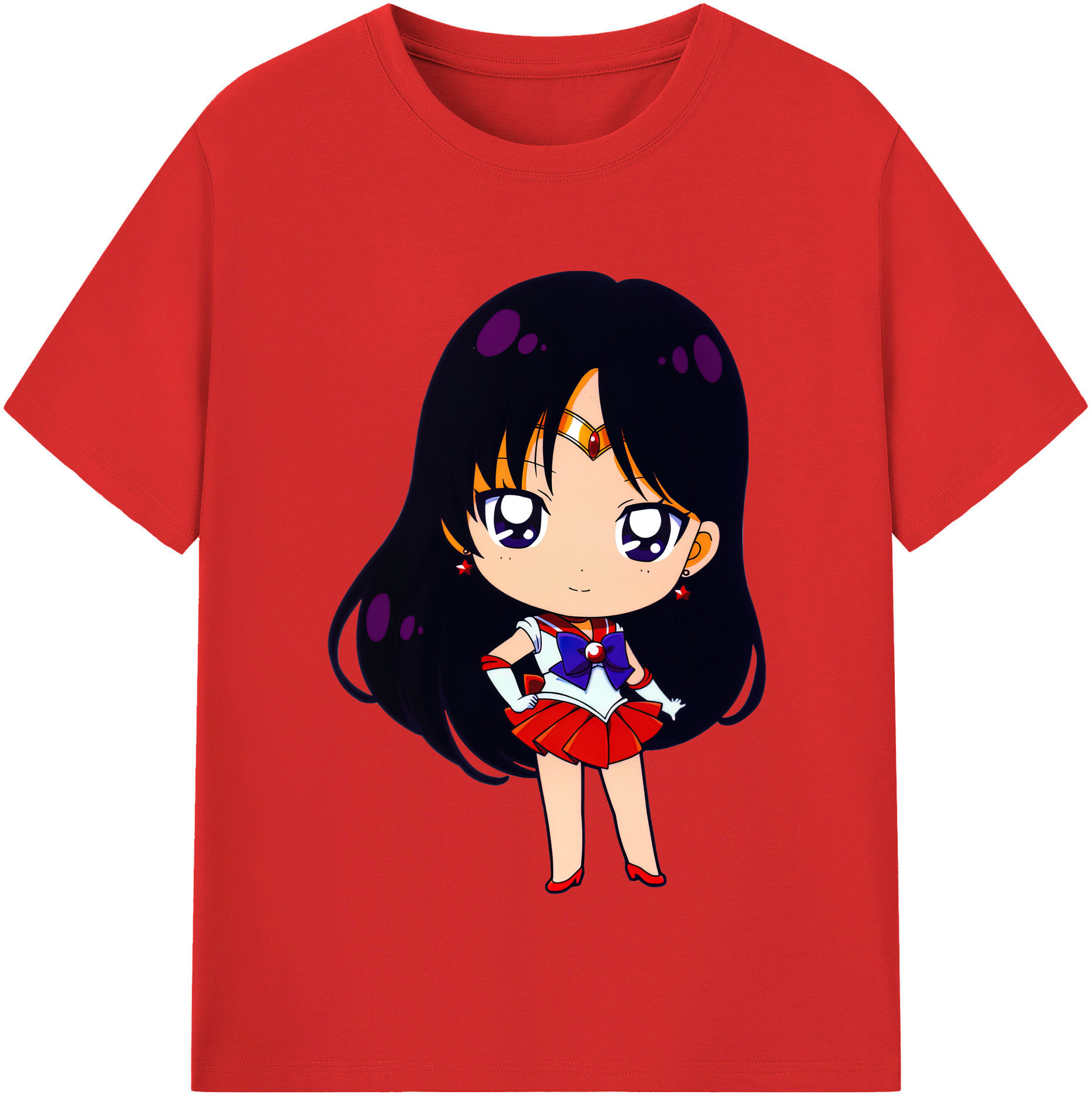 （画像用） 美少女戦士セーラームーン 火野レイ ひの レイ Sailor Moon Hino Rei （セーラーマーズ,Sailor Mars） レディースカジュアルプリントTシャツ（綿100％）