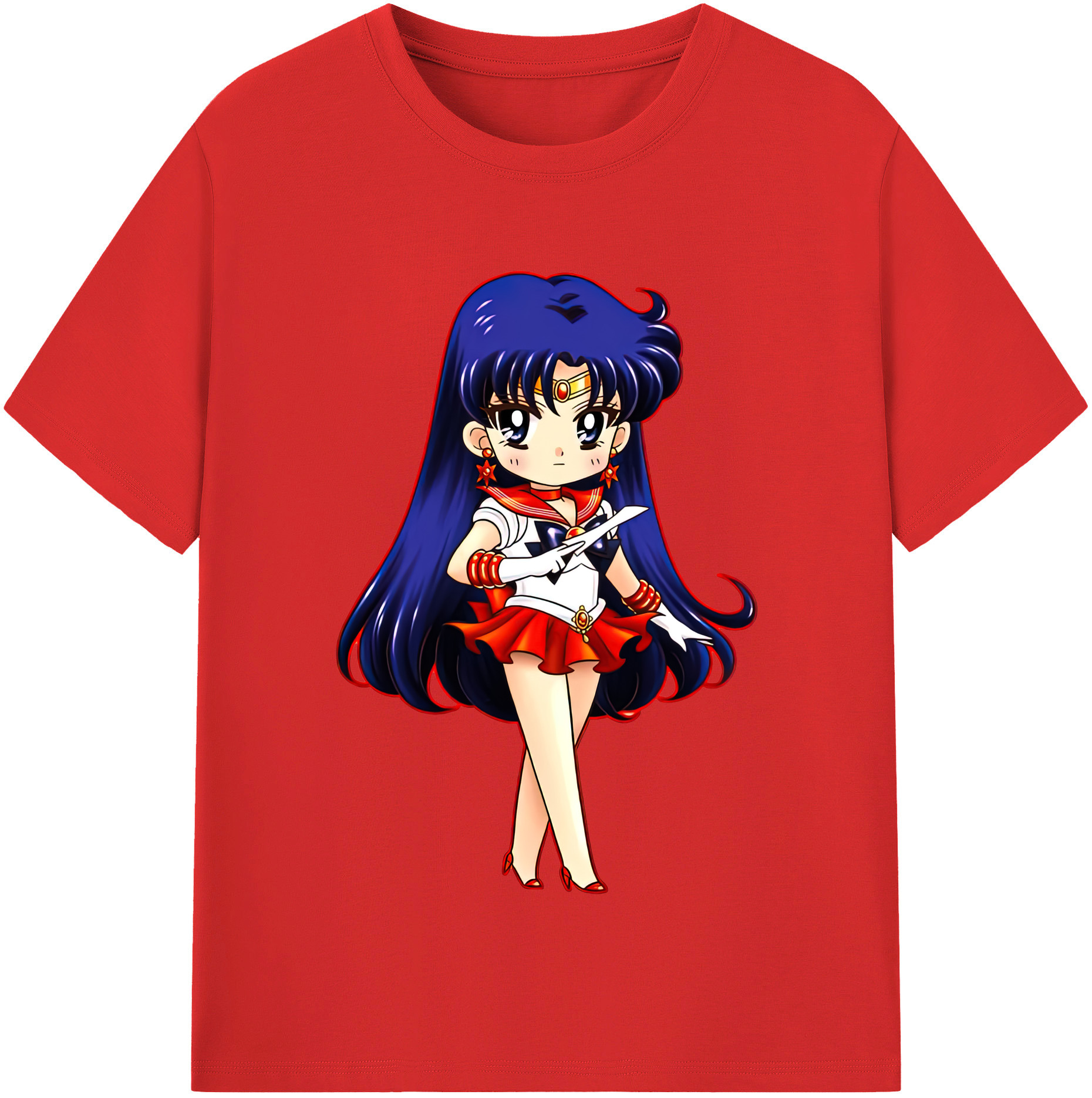 （画像用） 美少女戦士セーラームーン 火野レイ ひの レイ Sailor Moon Hino Rei （セーラーマーズ,Sailor Mars） レディースカジュアルプリントTシャツ（綿100％）