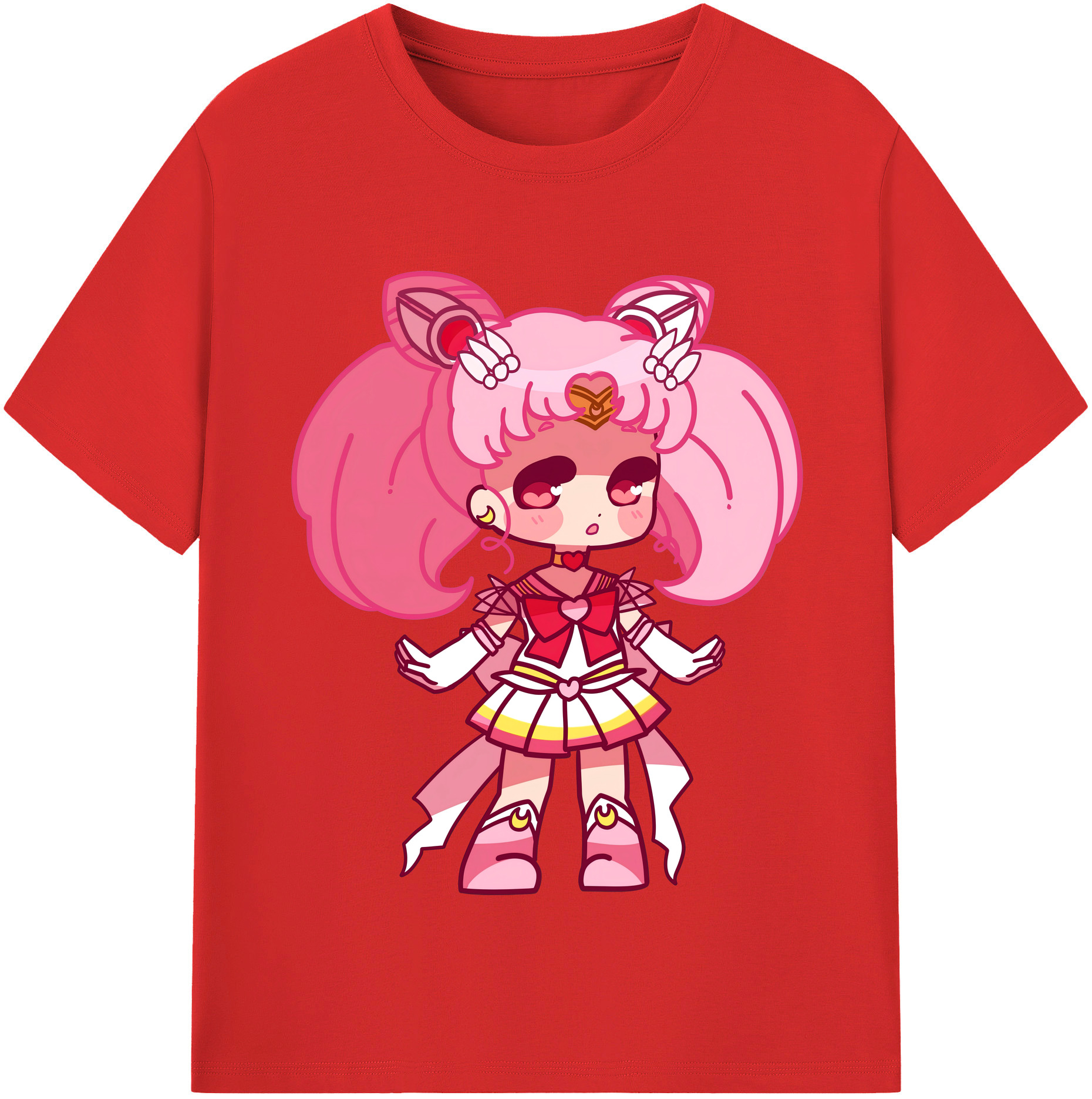 （画像用） 美少女戦士セーラームーン ちびうさ Sailor Moon Chibiusa Tsukino Usagi Small Lady Serenity レディースカジュアルプリントTシャツ（綿100％）