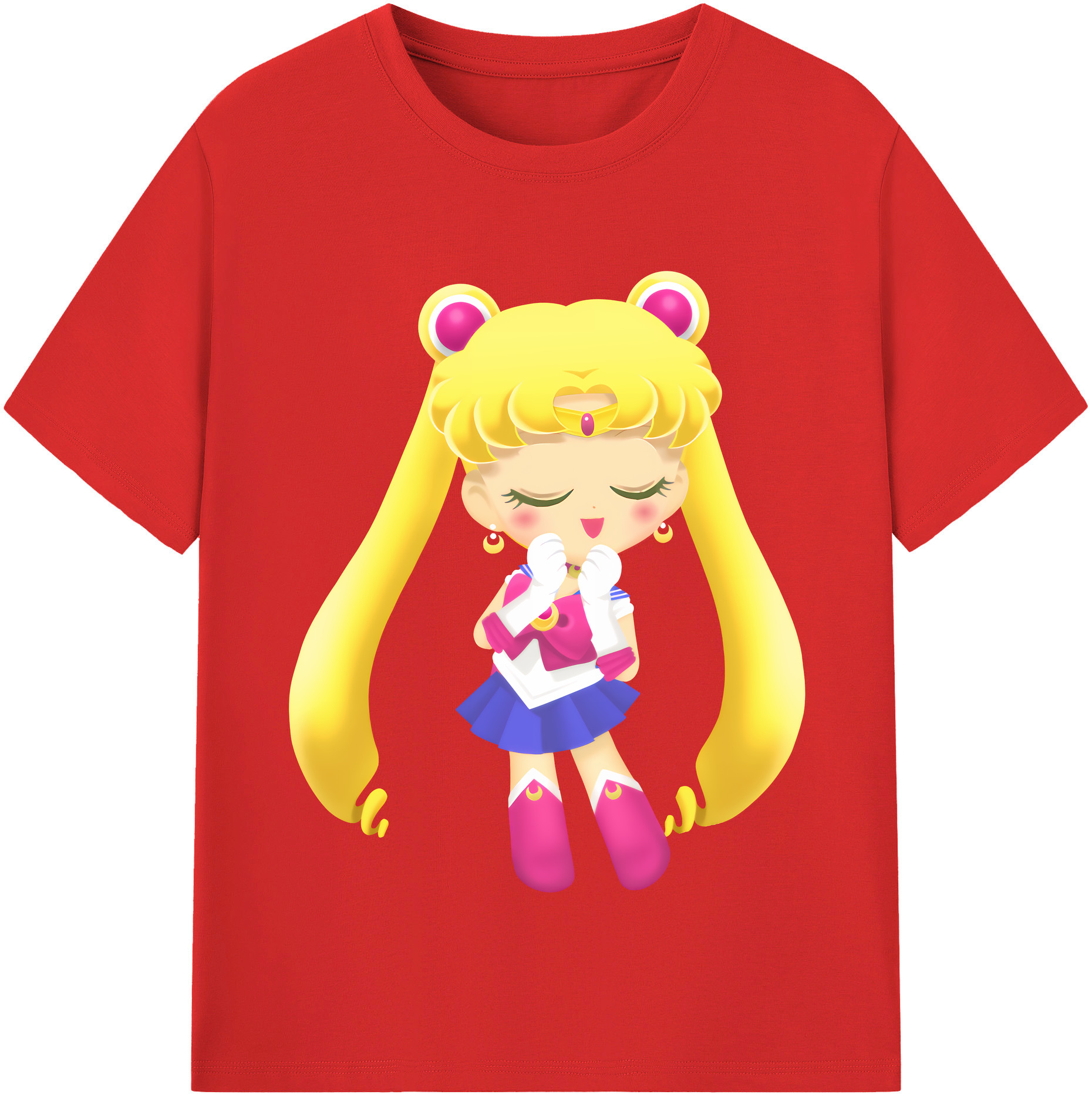 （画像用） 美少女戦士セーラームーン 月野 うさぎ つきの うさぎ Sailor Moon Tsukino Usagi レディースカジュアルプリントTシャツ（綿100％）