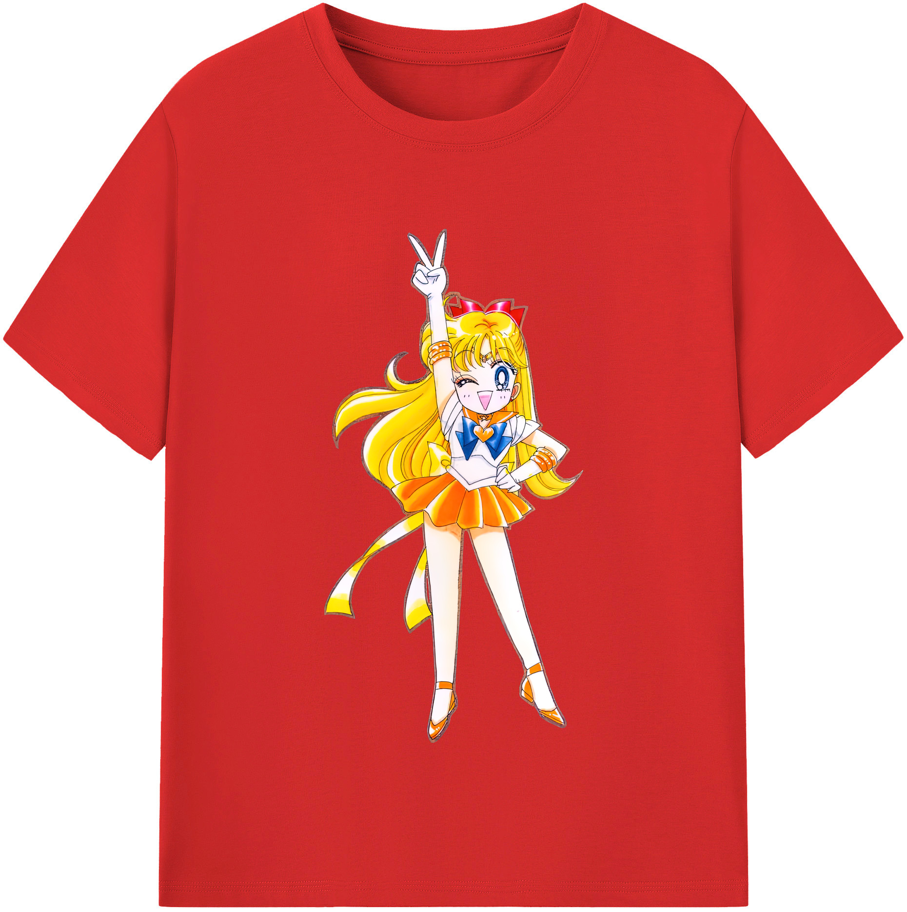 （画像用） 美少女戦士セーラームーン 愛野 美奈子 あいの みなこ Sailor Moon Aino Minako レディースカジュアルプリントTシャツ（綿100％）