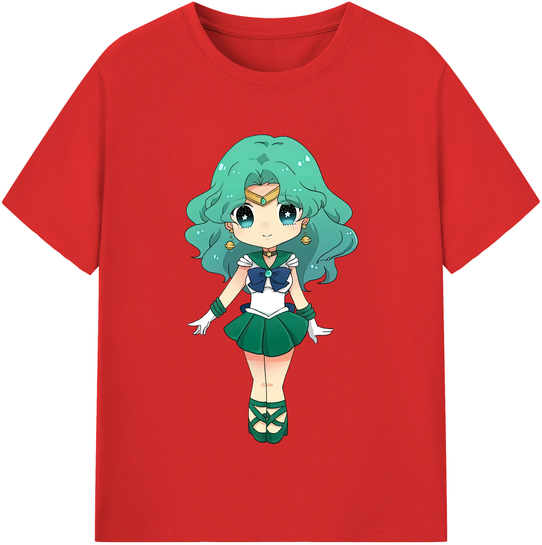 （画像用） 美少女戦士セーラームーン 海王 みちる（かいおう みちる） Sailor Moon Kaiou Michiru レディースカジュアルプリントTシャツ（綿100％）