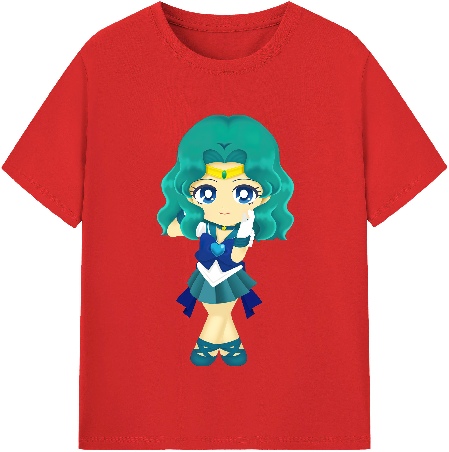 （画像用） 美少女戦士セーラームーン 海王 みちる（かいおう みちる） Sailor Moon Kaiou Michiru レディースカジュアルプリントTシャツ（綿100％）