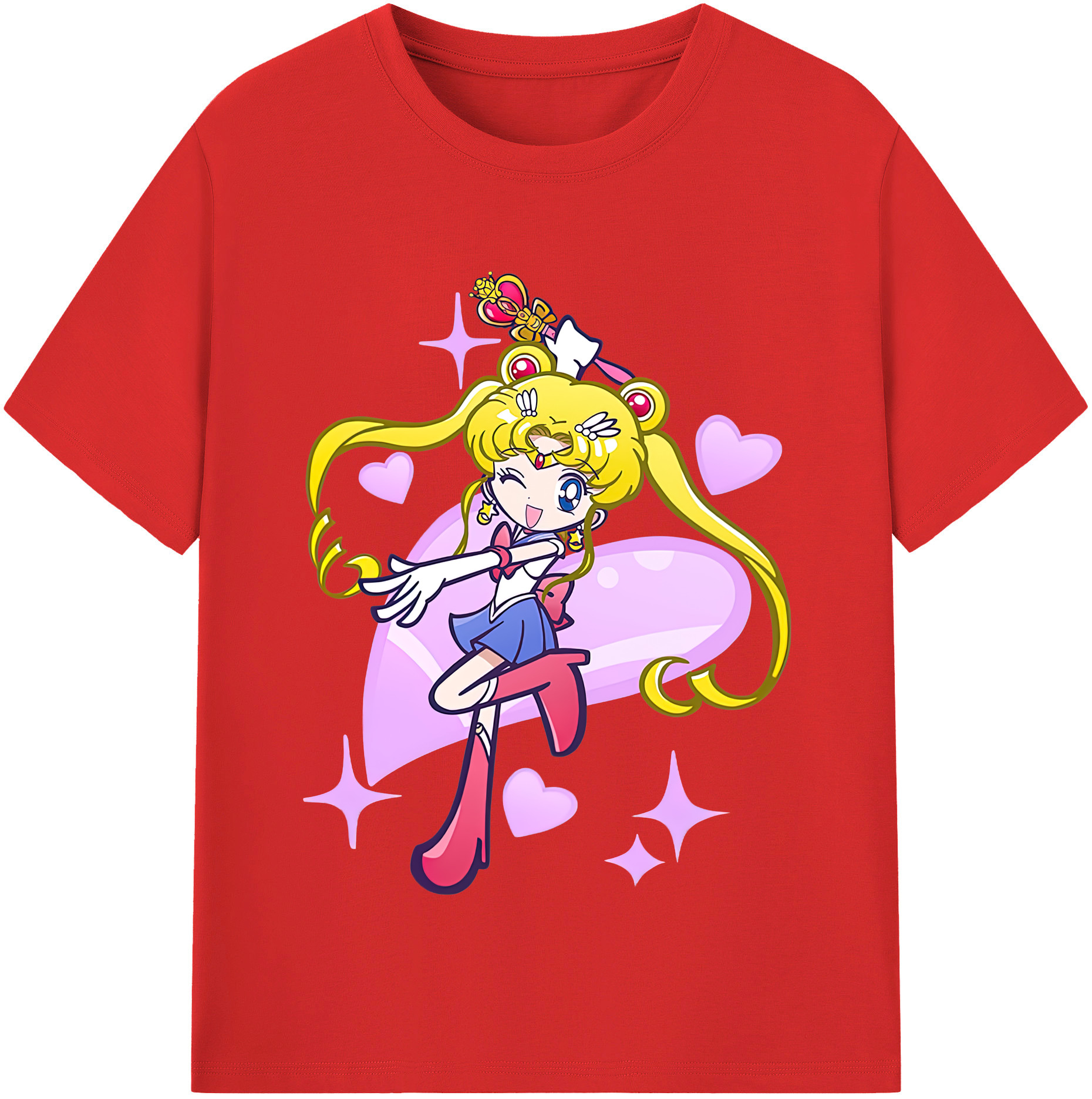 （画像用） 美少女戦士セーラームーン 月野 うさぎ つきの うさぎ Sailor Moon Tsukino Usagi レディースカジュアルプリントTシャツ（綿100％）