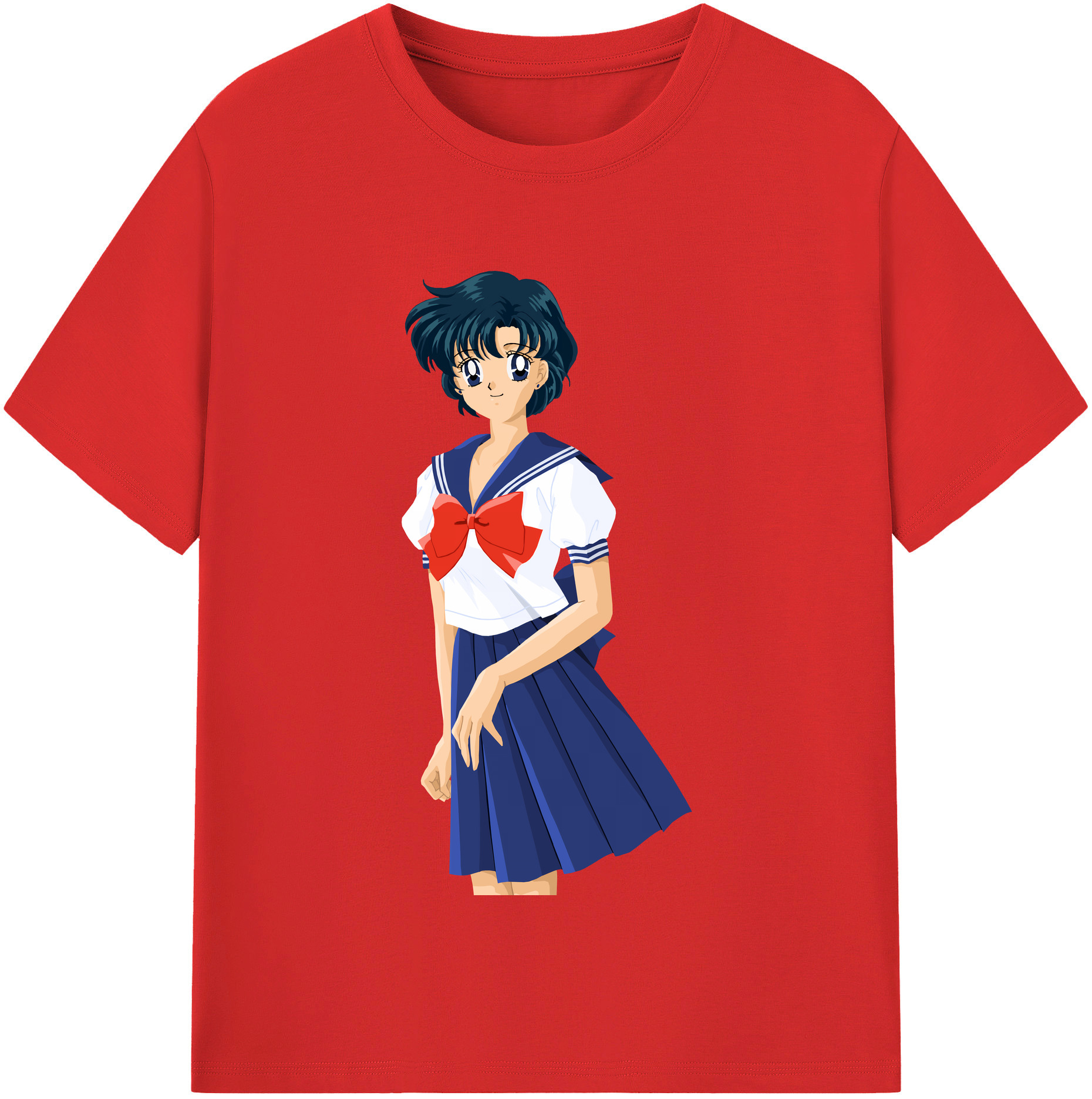 （画像用） 美少女戦士セーラームーン 水野 亜美 みずの あみ Sailor Moon Mizuno Ami レディースカジュアルプリントTシャツ（綿100％）