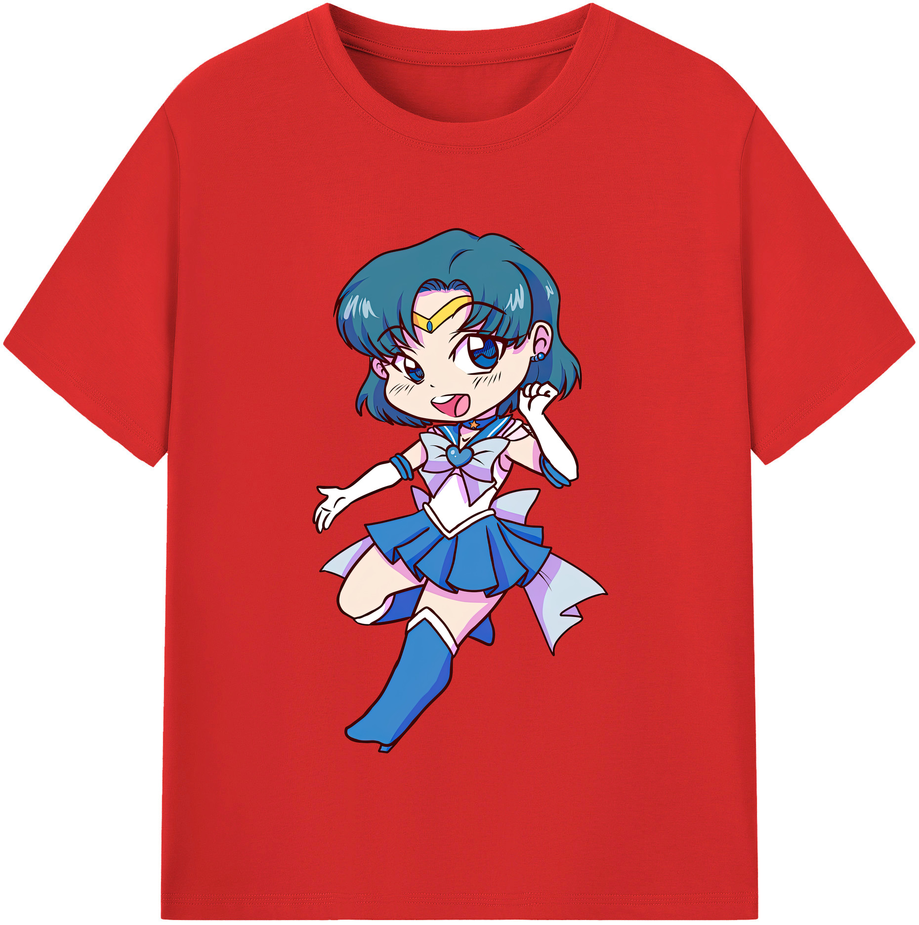 （画像用） 美少女戦士セーラームーン 水野 亜美 みずの あみ Sailor Moon Mizuno Ami レディースカジュアルプリントTシャツ（綿100％）