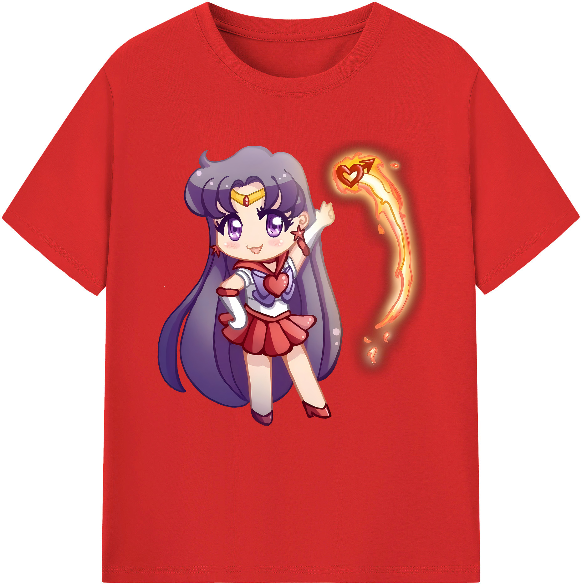 （画像用） 美少女戦士セーラームーン 火野レイ ひの レイ Sailor Moon Hino Rei （セーラーマーズ,Sailor Mars） レディースカジュアルプリントTシャツ（綿100％）